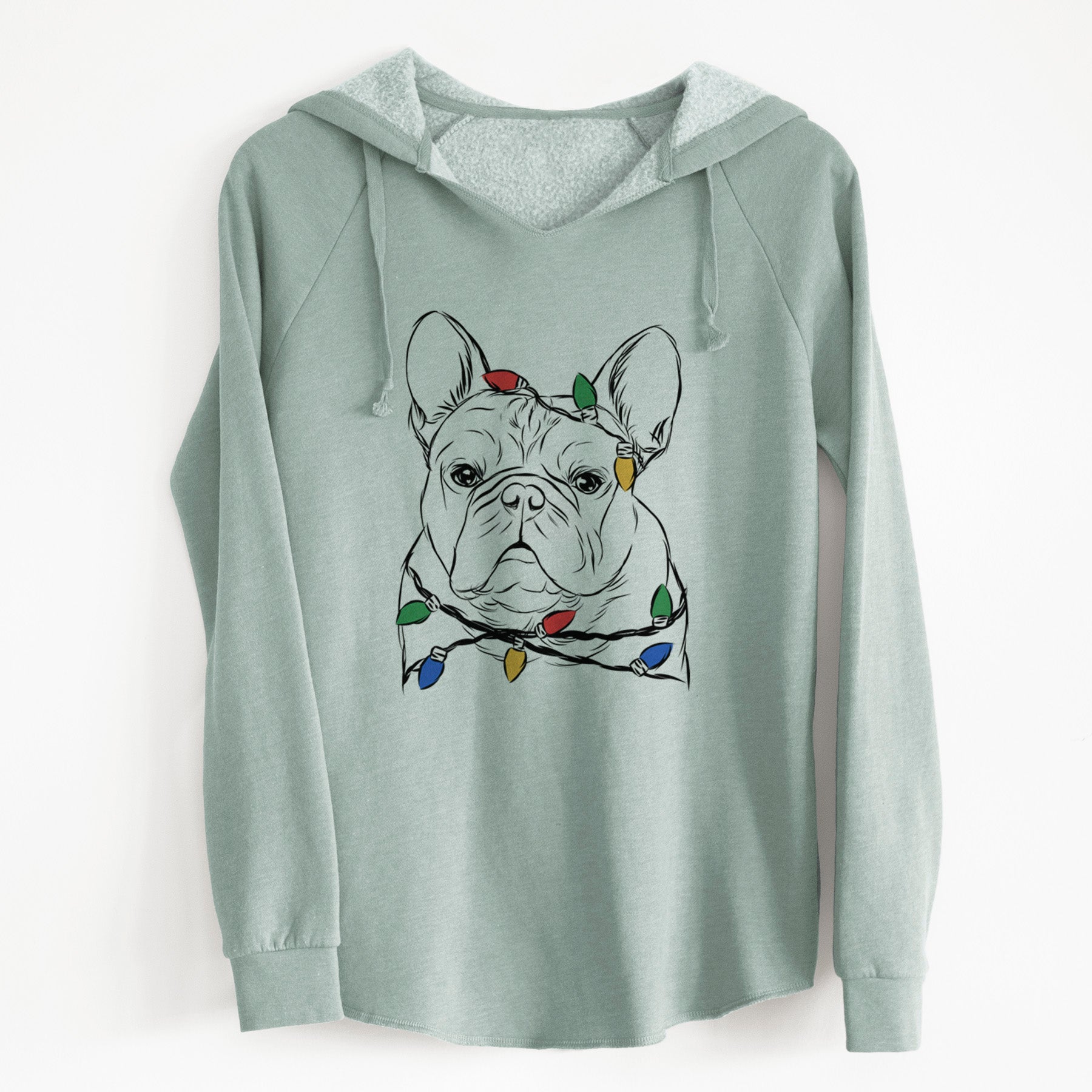 Christmas Lights Fudge the French Bulldog - Cali Wave Hooded Sweatshirt