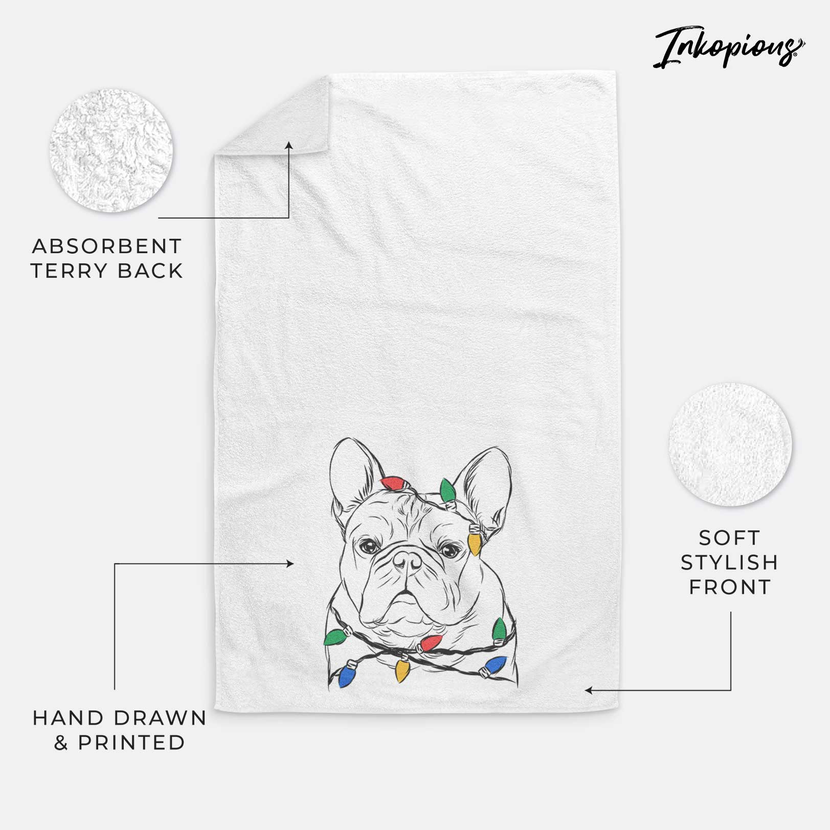 Fudge the French Bulldog Decorative Hand Towel