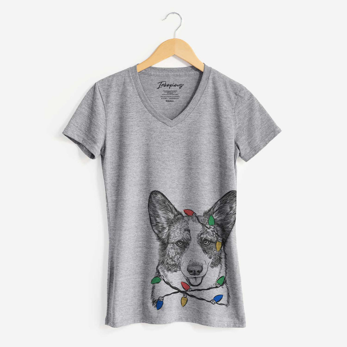 Christmas Lights Gabby the Cardigan Welsh Corgi - Women's V-neck Shirt