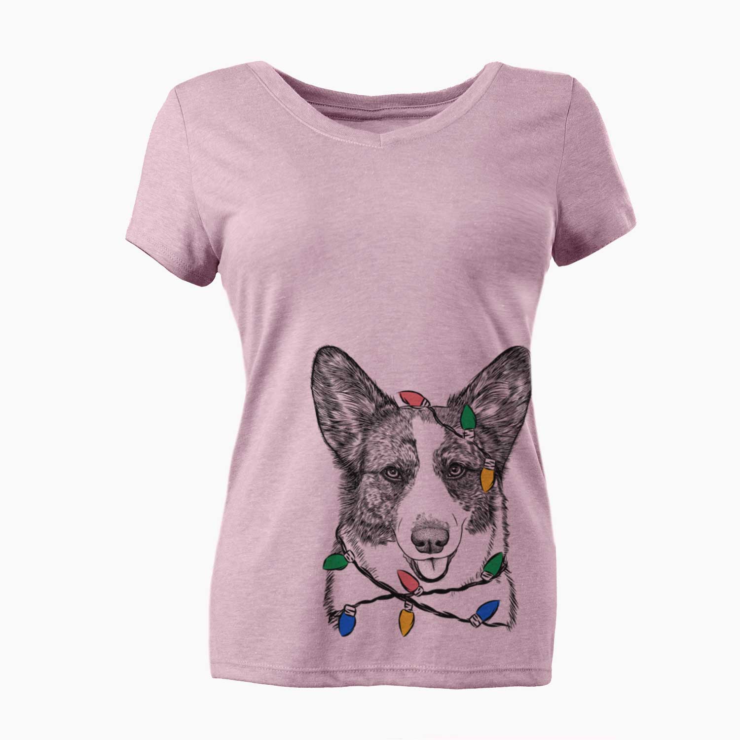 Christmas Lights Gabby the Cardigan Welsh Corgi - Women's V-neck Shirt