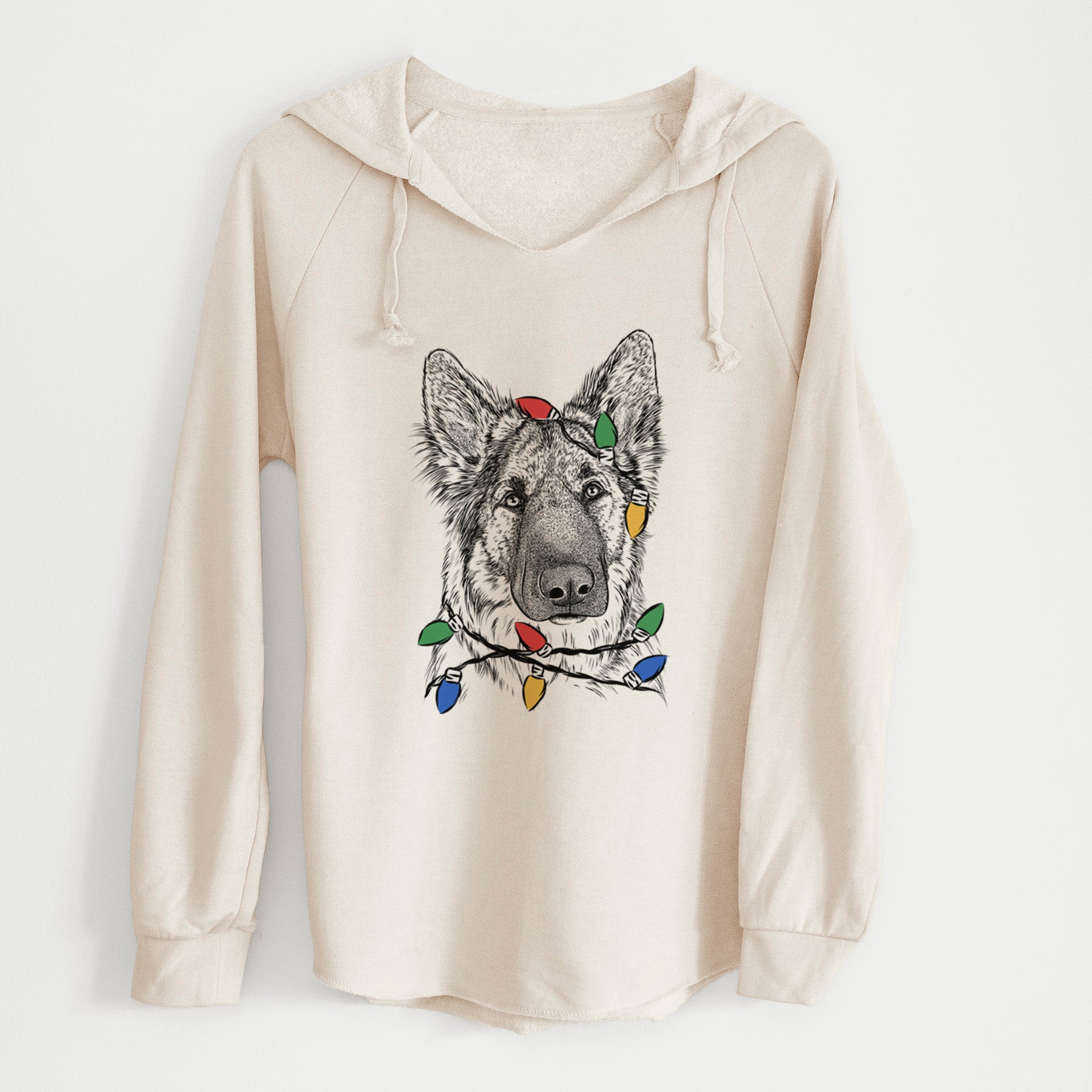 Christmas Lights Geddy the Shiloh Shepherd - Cali Wave Hooded Sweatshirt