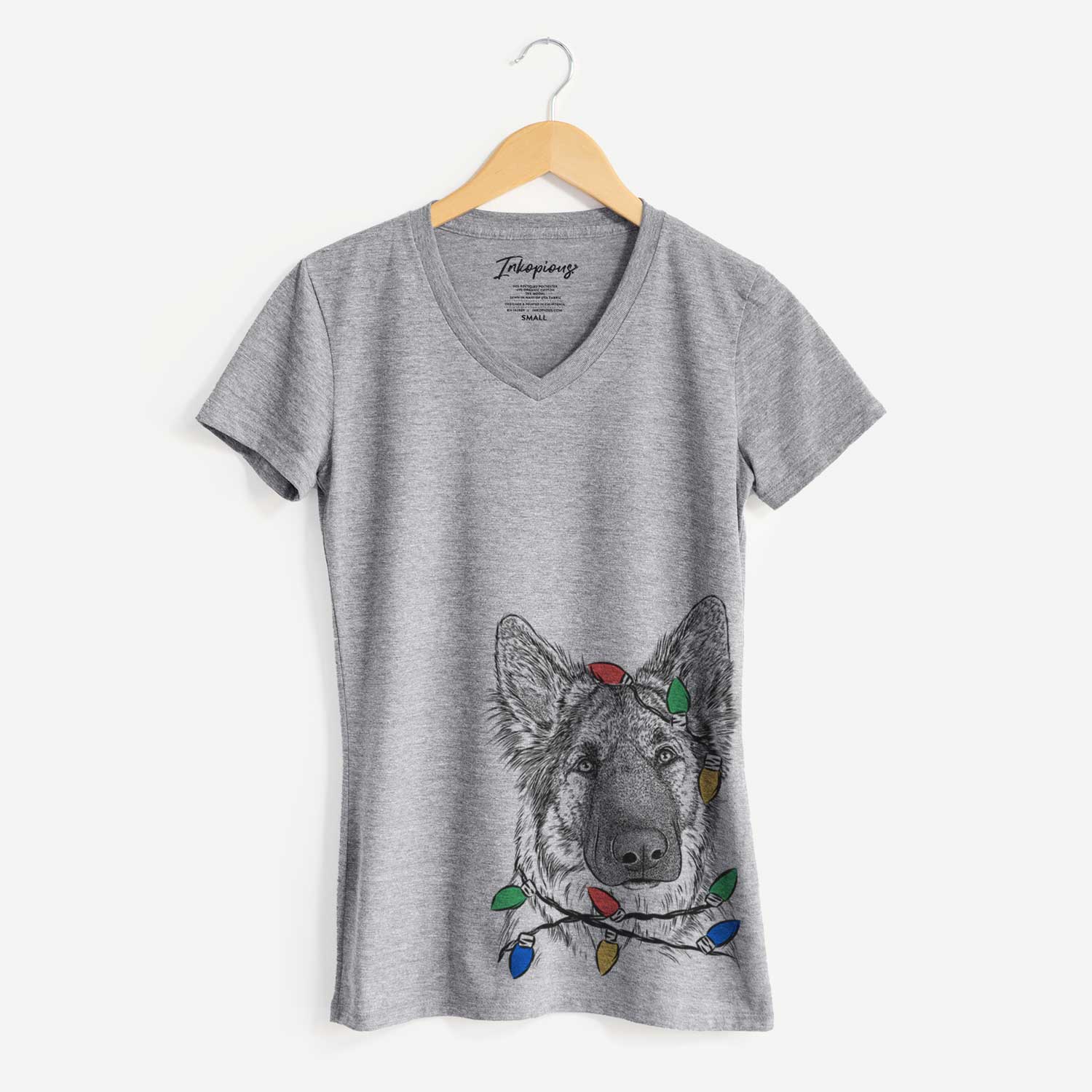 Christmas Lights Geddy the Shiloh Shepherd - Women's V-neck Shirt