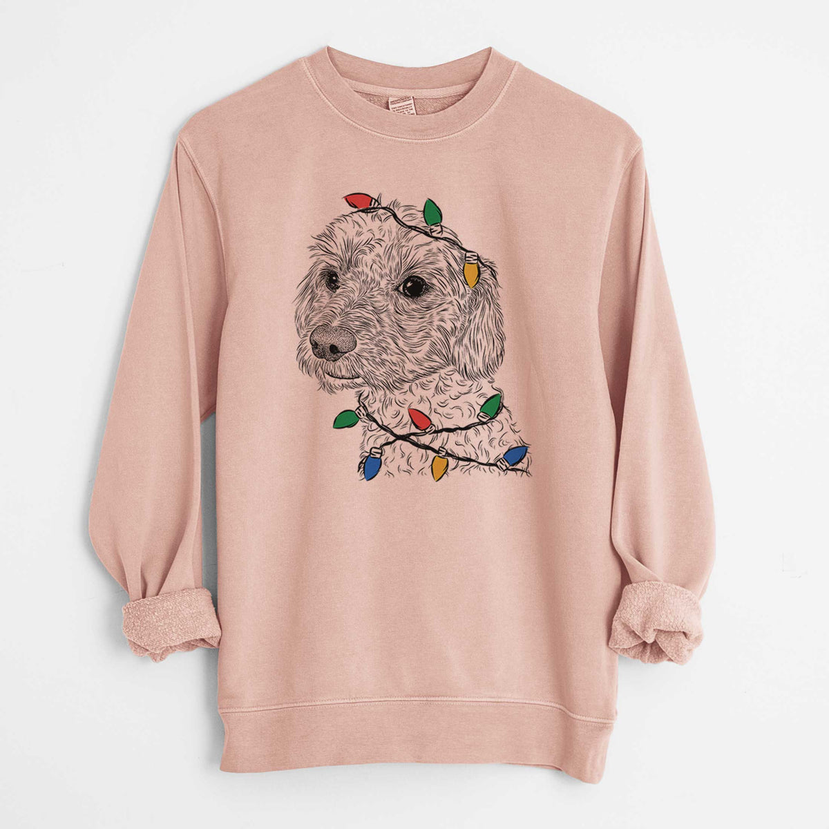 Christmas Lights Georgie Boy the Mixed Breed - Unisex Pigment Dyed Crew Sweatshirt