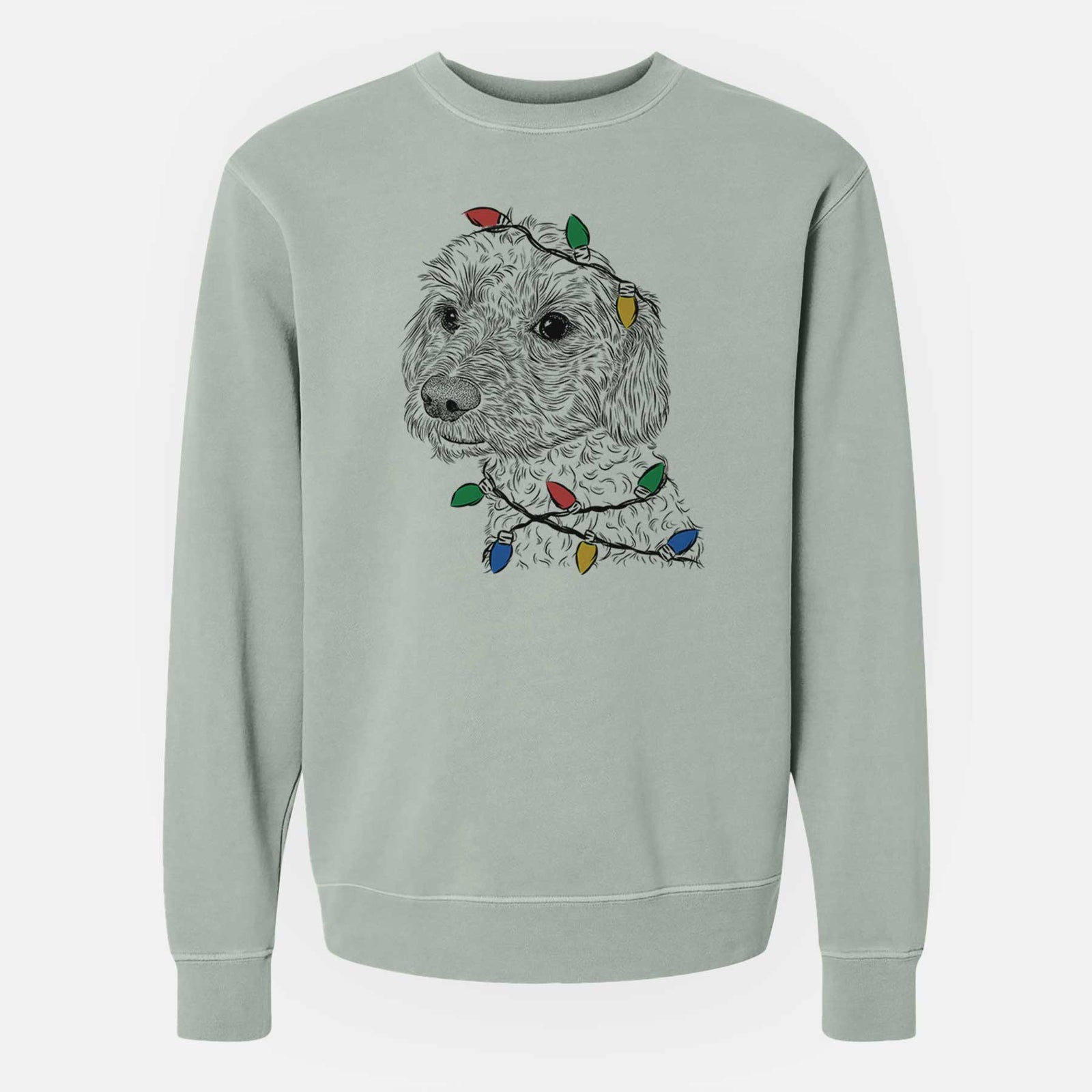 Christmas Lights Georgie Boy the Mixed Breed - Unisex Pigment Dyed Crew Sweatshirt