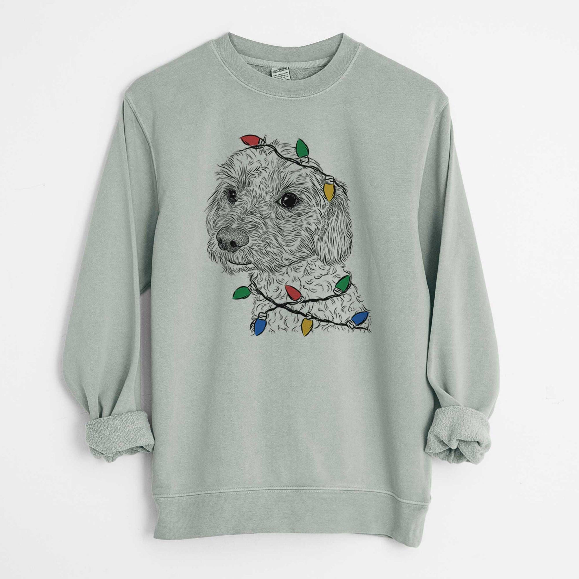 Christmas Lights Georgie Boy the Mixed Breed - Unisex Pigment Dyed Crew Sweatshirt