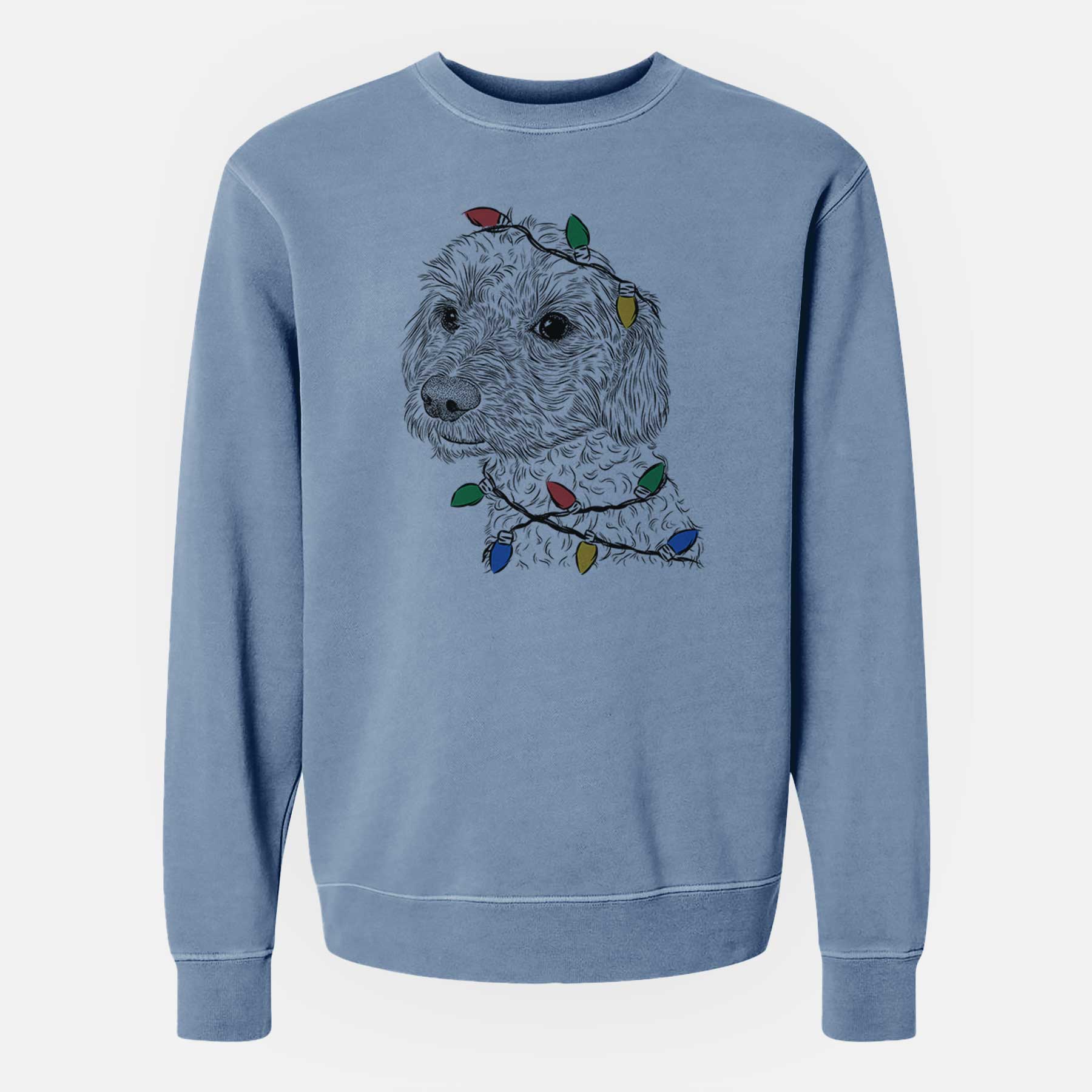 Christmas Lights Georgie Boy the Mixed Breed - Unisex Pigment Dyed Crew Sweatshirt