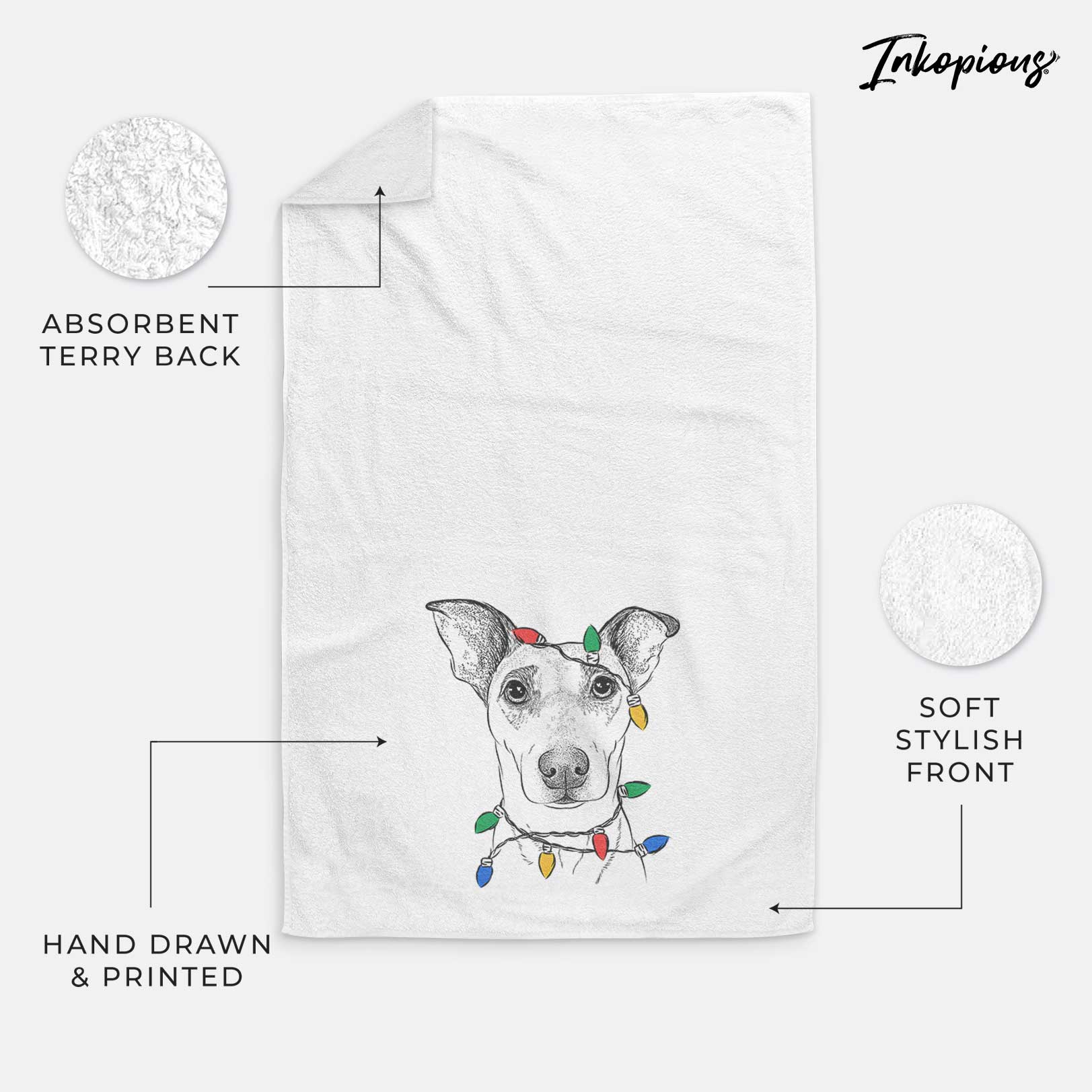 Georgie Rat the Terrier Mix Decorative Hand Towel