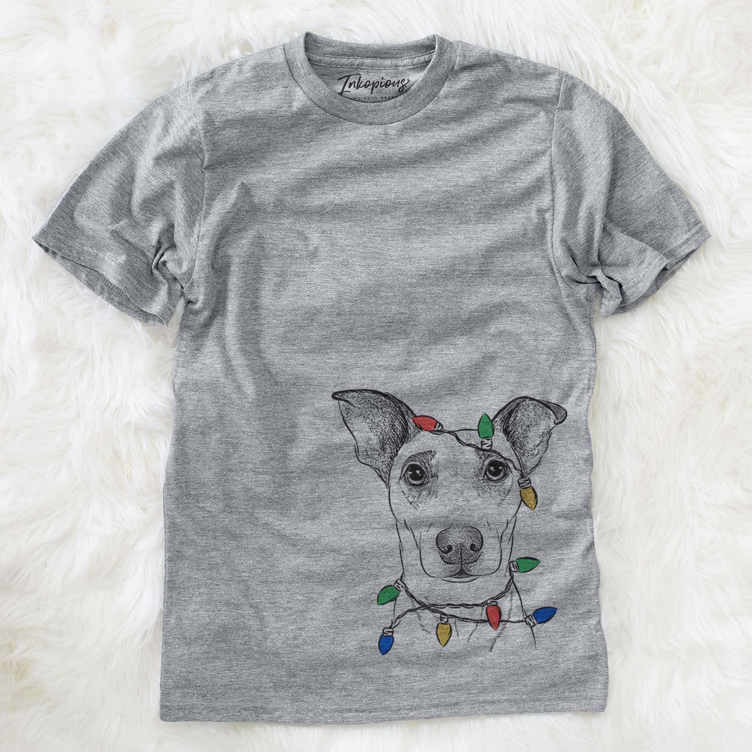 Christmas Lights Georgie Rat the Terrier Mix - Unisex Crewneck