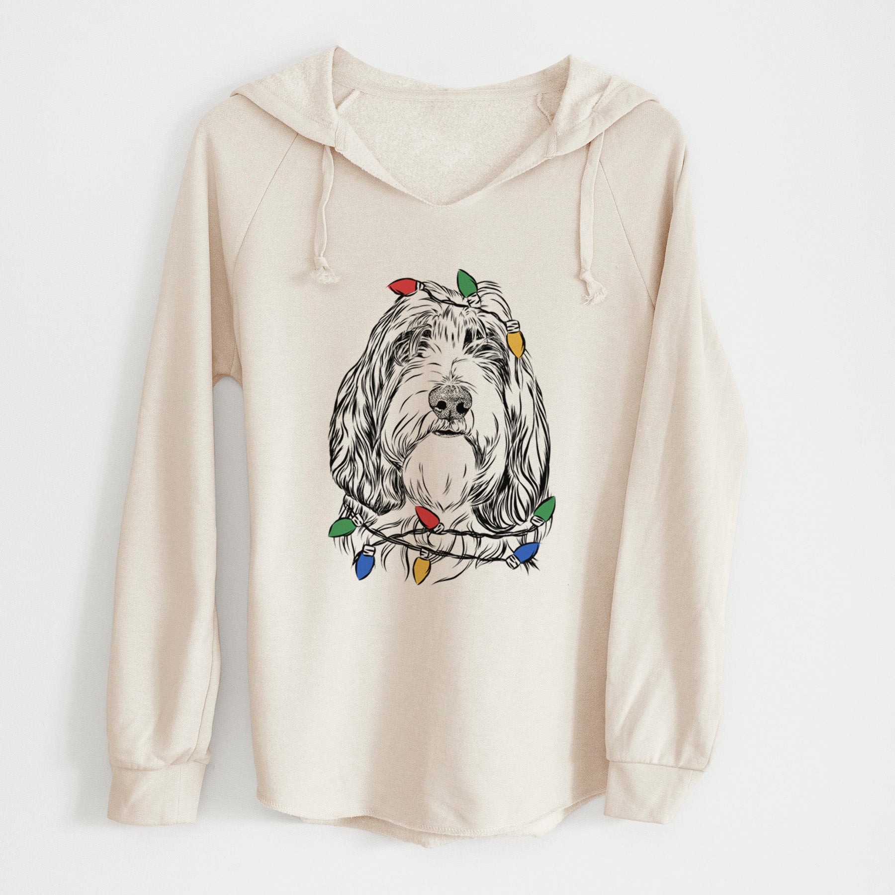 Christmas Lights Gerard the Petit Basset Griffon Vendeen - Cali Wave Hooded Sweatshirt