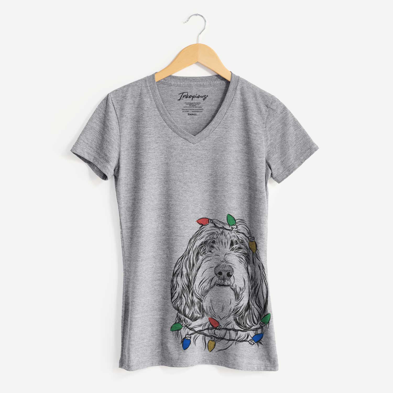 Christmas Lights Gerard the Petit Basset Griffon Vendeen - Women's V-neck Shirt