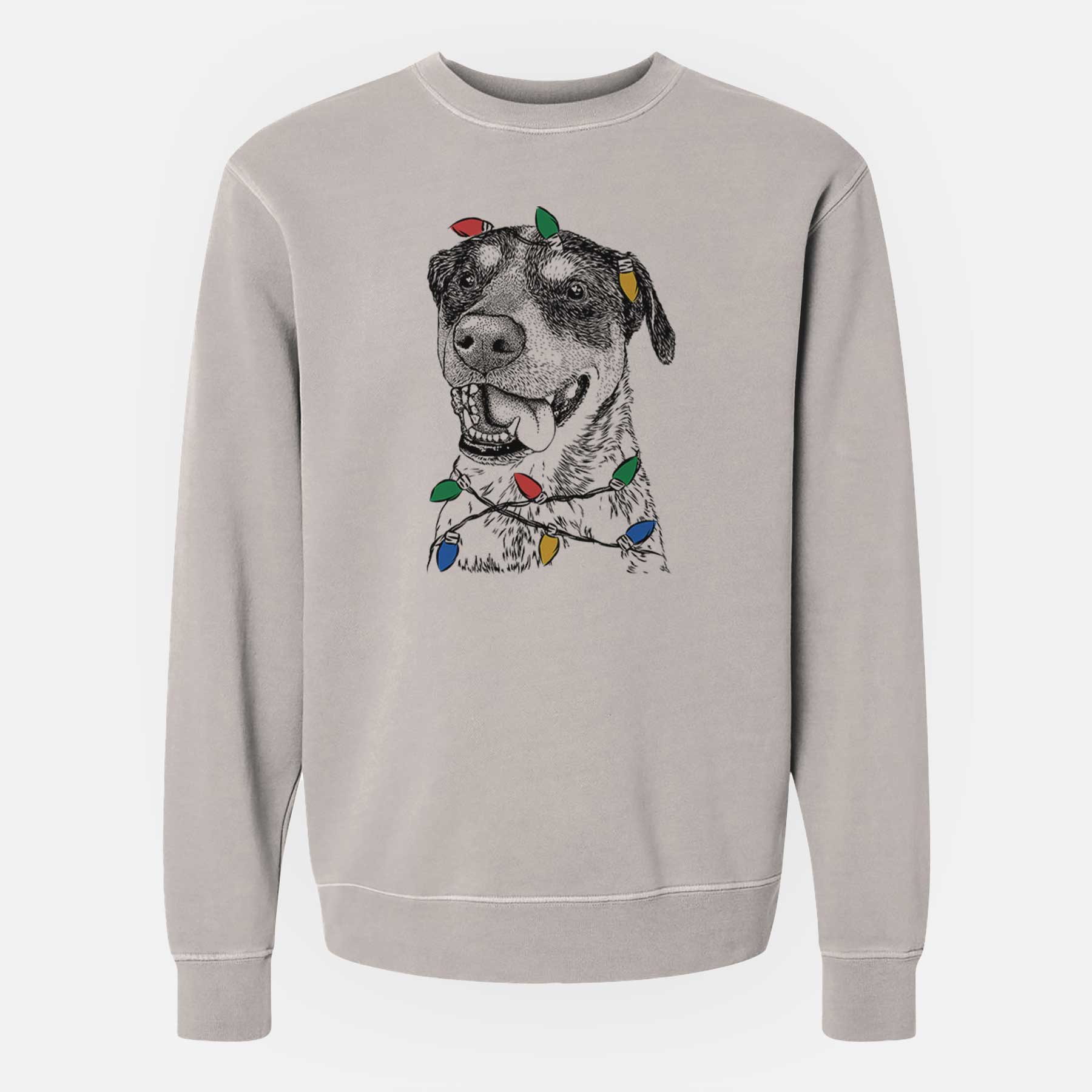 Christmas Lights Gerti the Mixed Breed - Unisex Pigment Dyed Crew Sweatshirt