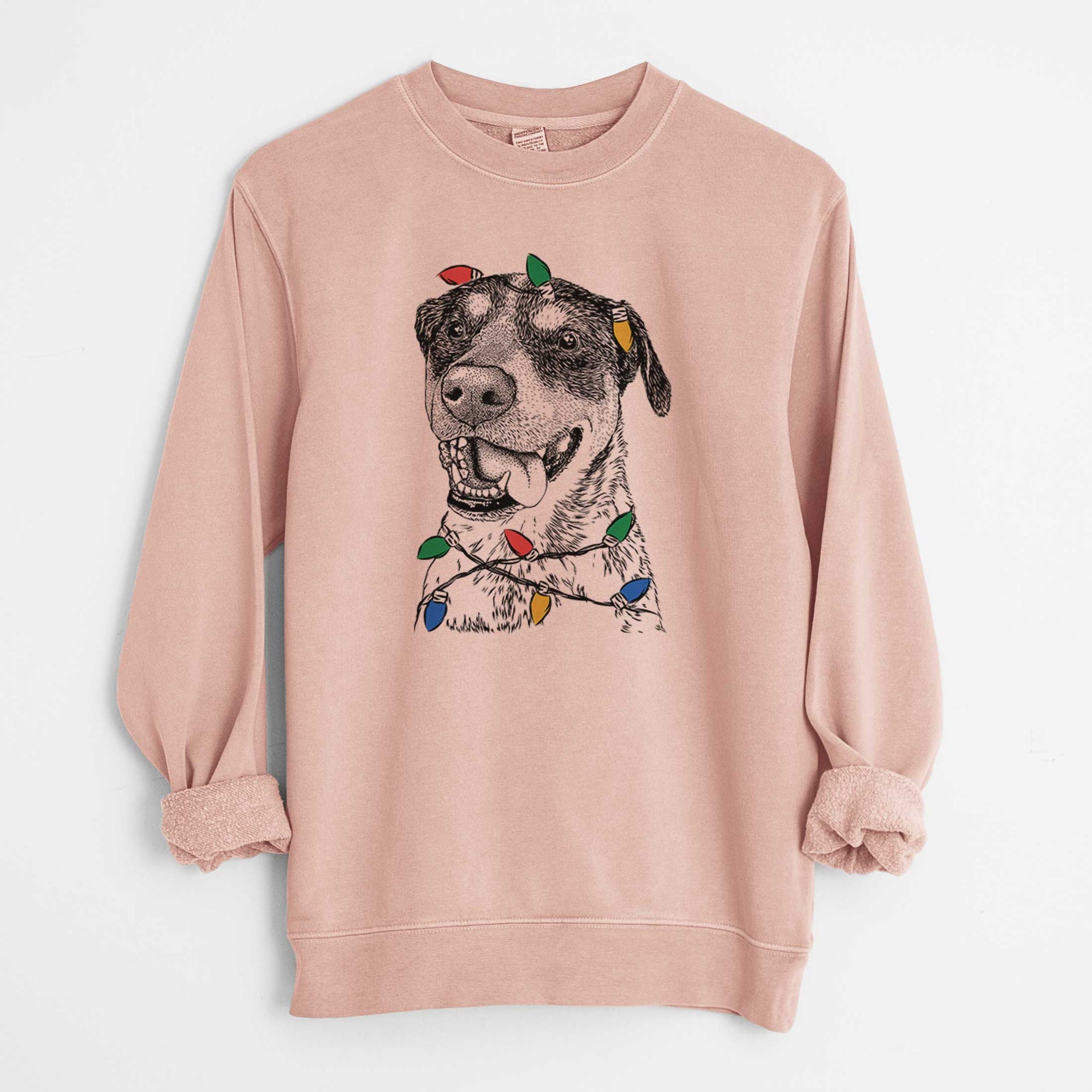 Christmas Lights Gerti the Mixed Breed - Unisex Pigment Dyed Crew Sweatshirt