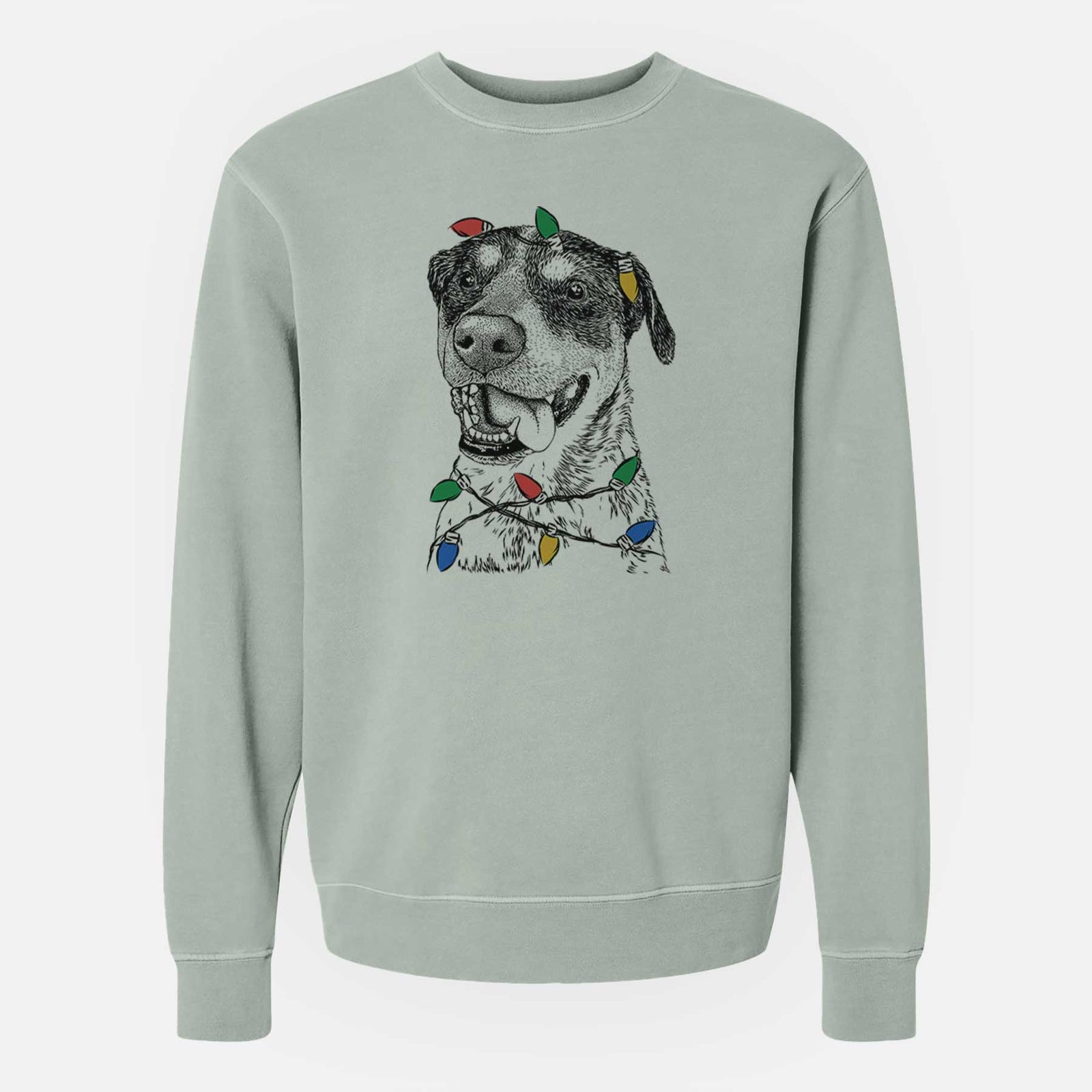 Christmas Lights Gerti the Mixed Breed - Unisex Pigment Dyed Crew Sweatshirt