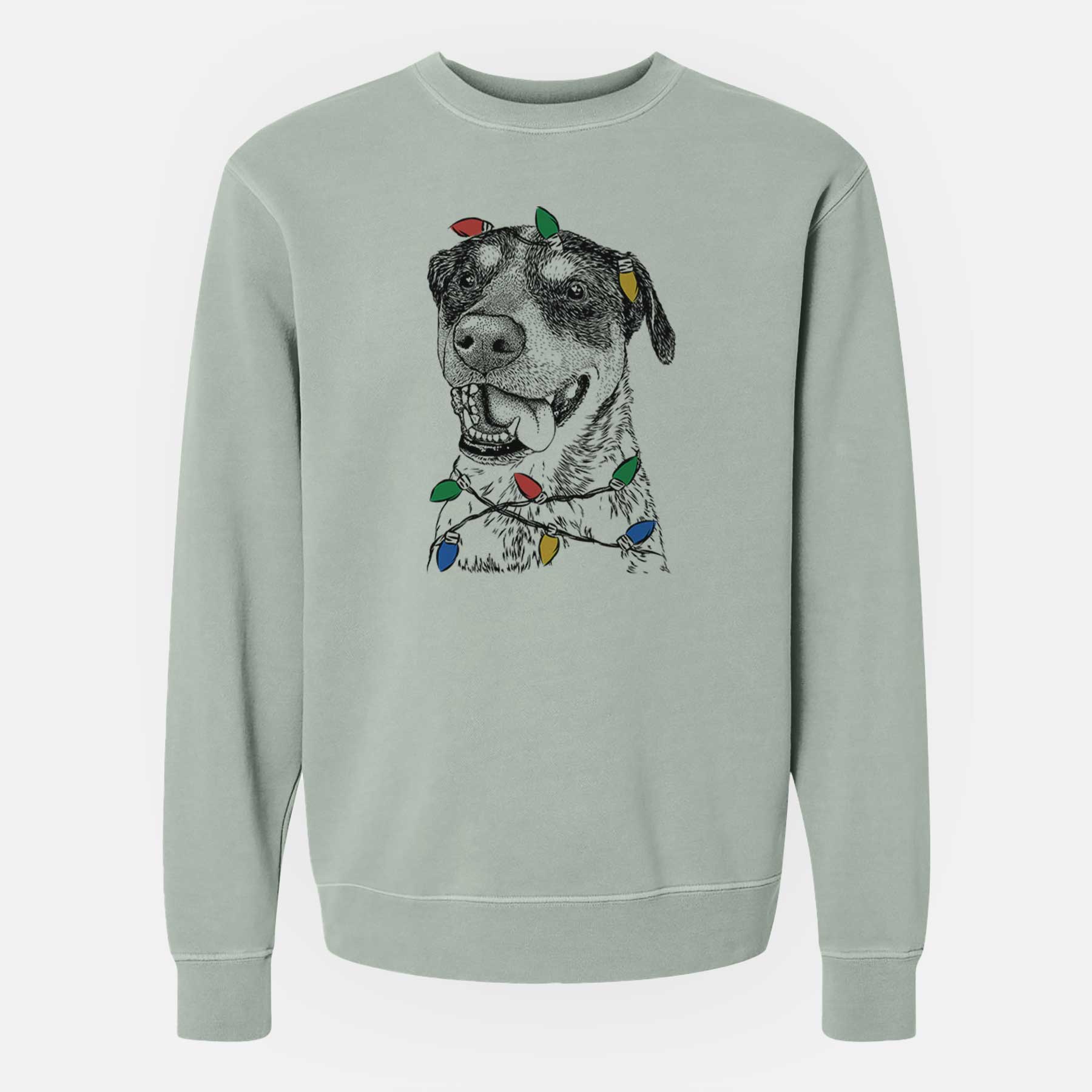 Christmas Lights Gerti the Mixed Breed - Unisex Pigment Dyed Crew Sweatshirt