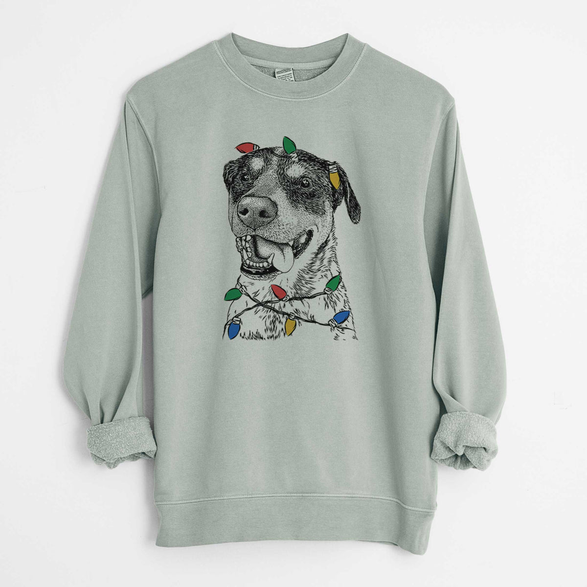 Christmas Lights Gerti the Mixed Breed - Unisex Pigment Dyed Crew Sweatshirt