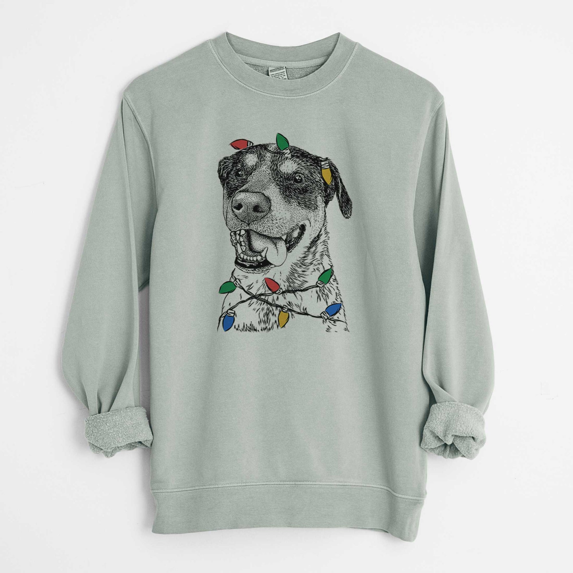 Christmas Lights Gerti the Mixed Breed - Unisex Pigment Dyed Crew Sweatshirt