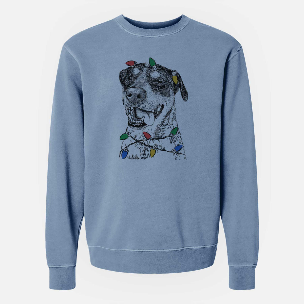 Christmas Lights Gerti the Mixed Breed - Unisex Pigment Dyed Crew Sweatshirt