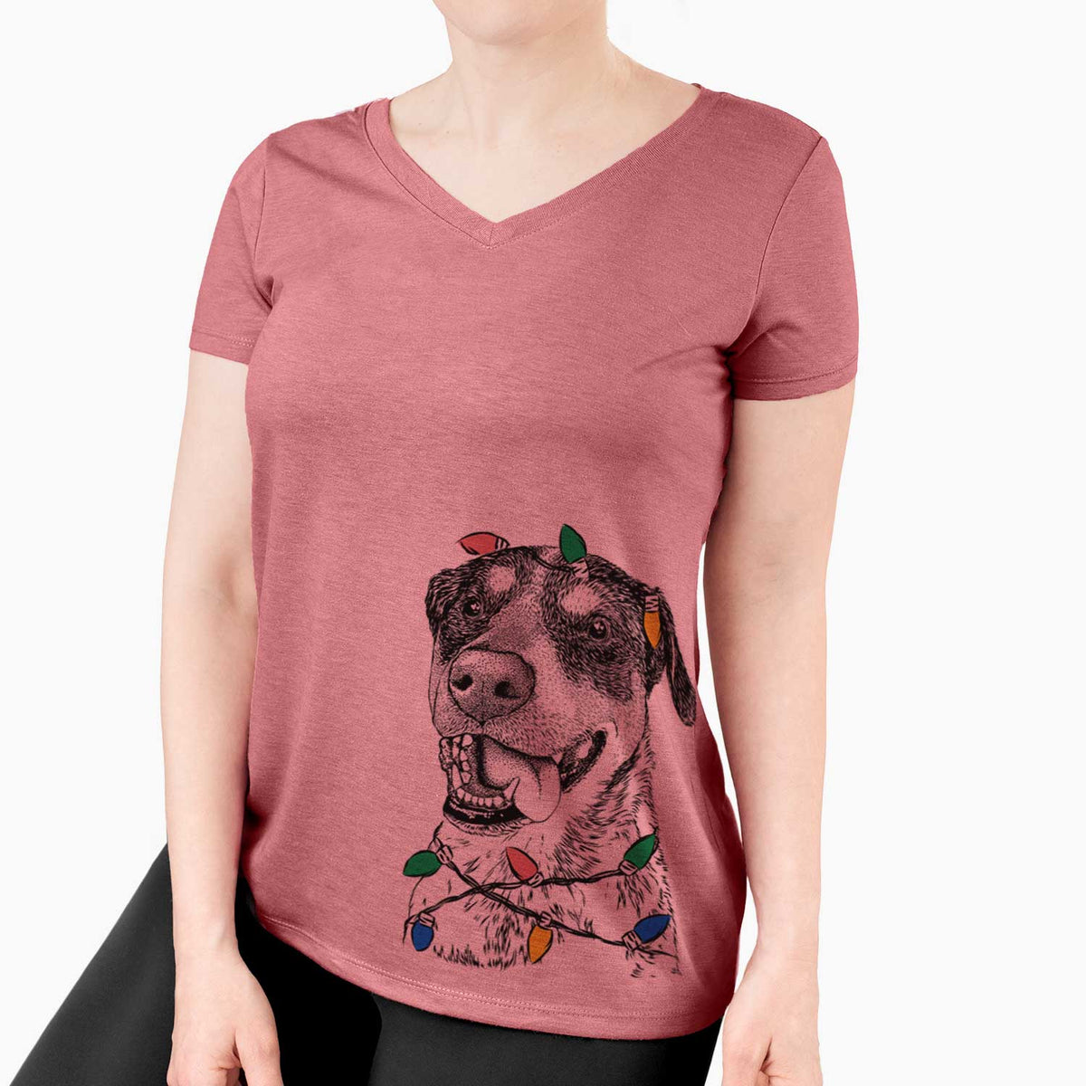 Christmas Lights Gerti the Mixed Breed - Women's V-neck Shirt
