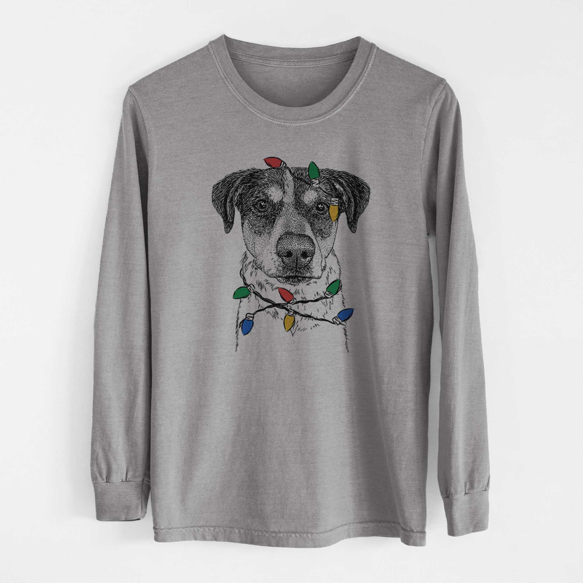 Christmas Lights Gertrude the Mixed Breed - Heavyweight 100% Cotton Long Sleeve
