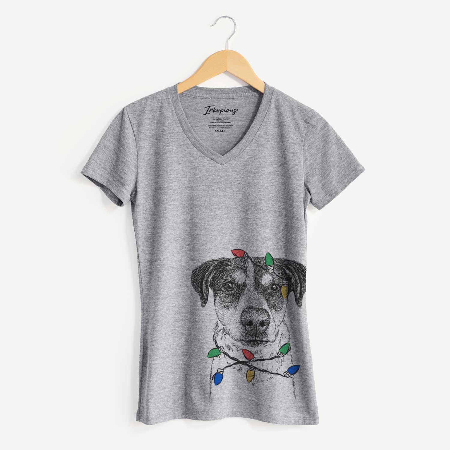 Christmas Lights Gertrude the Mixed Breed - Women's V-neck Shirt