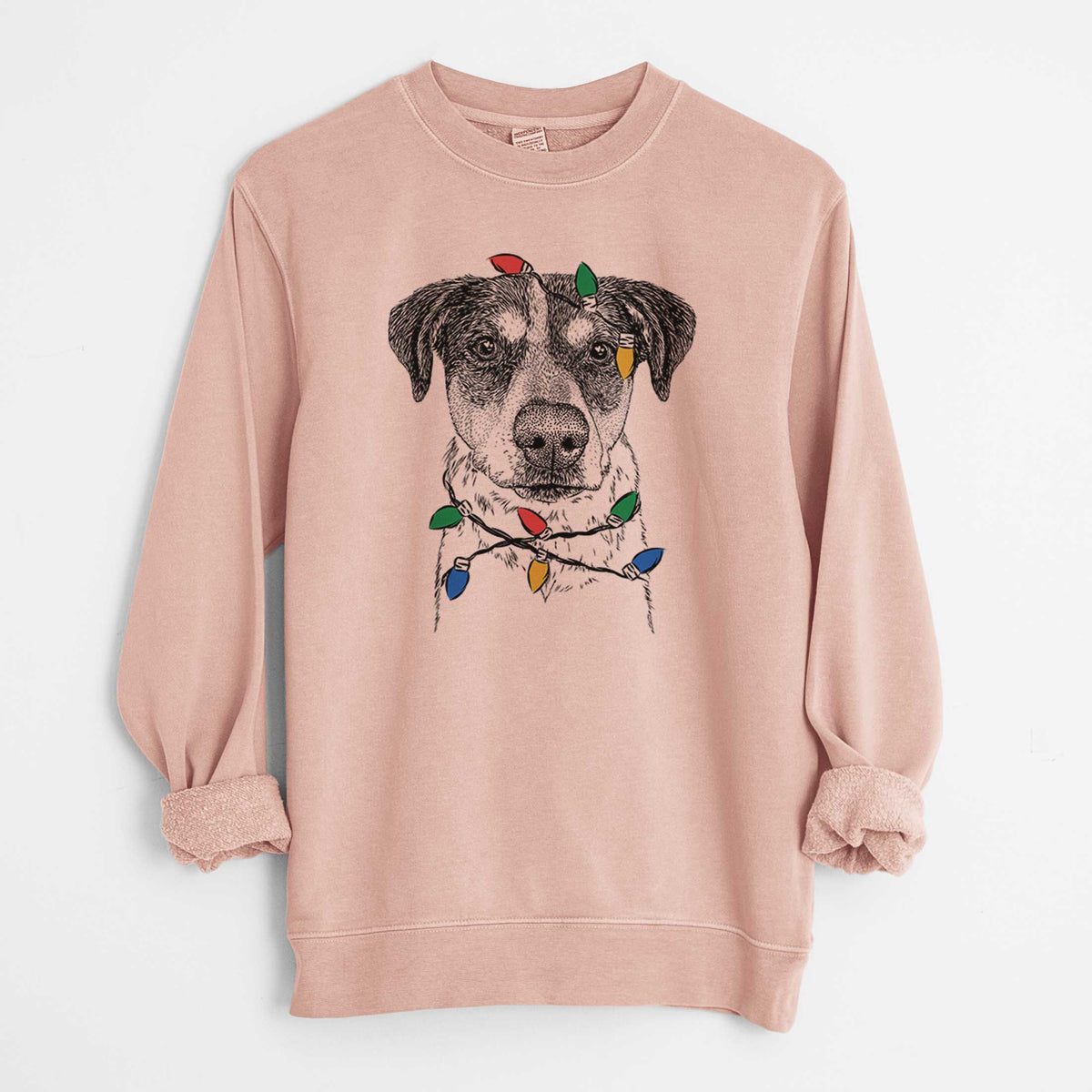 Christmas Lights Gertrude the Mixed Breed - Unisex Pigment Dyed Crew Sweatshirt