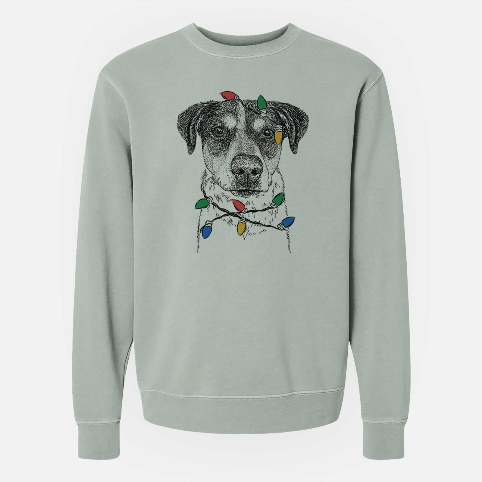 Christmas Lights Gertrude the Mixed Breed - Unisex Pigment Dyed Crew Sweatshirt