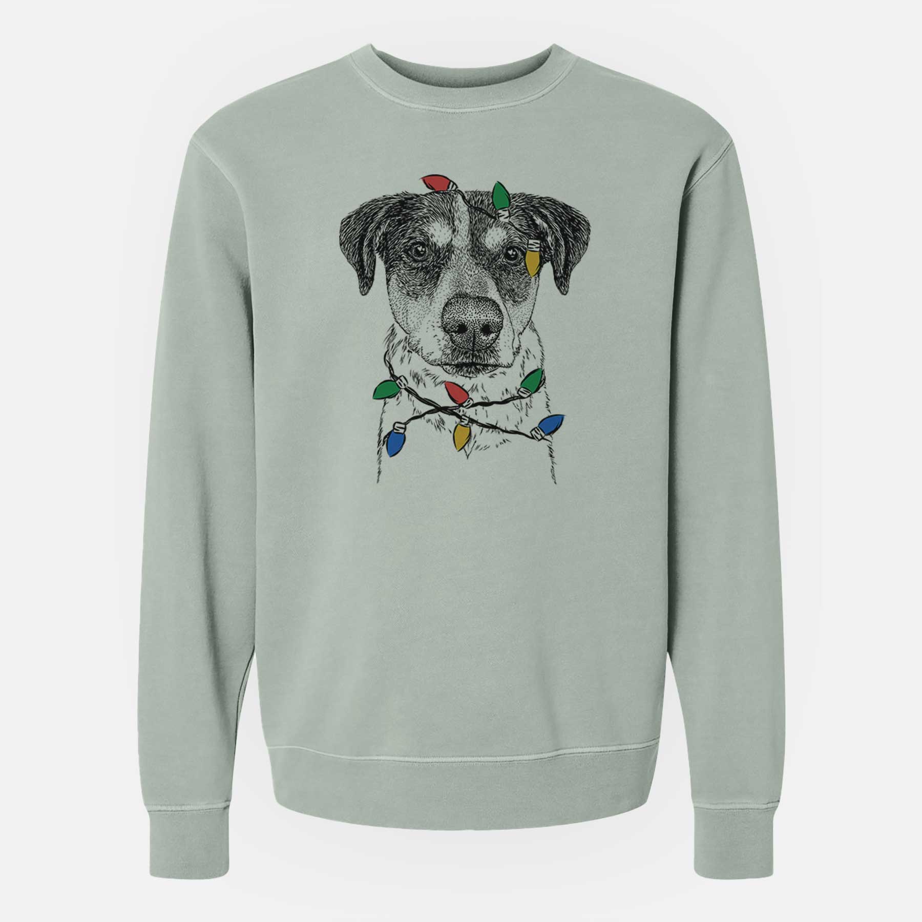 Christmas Lights Gertrude the Mixed Breed - Unisex Pigment Dyed Crew Sweatshirt