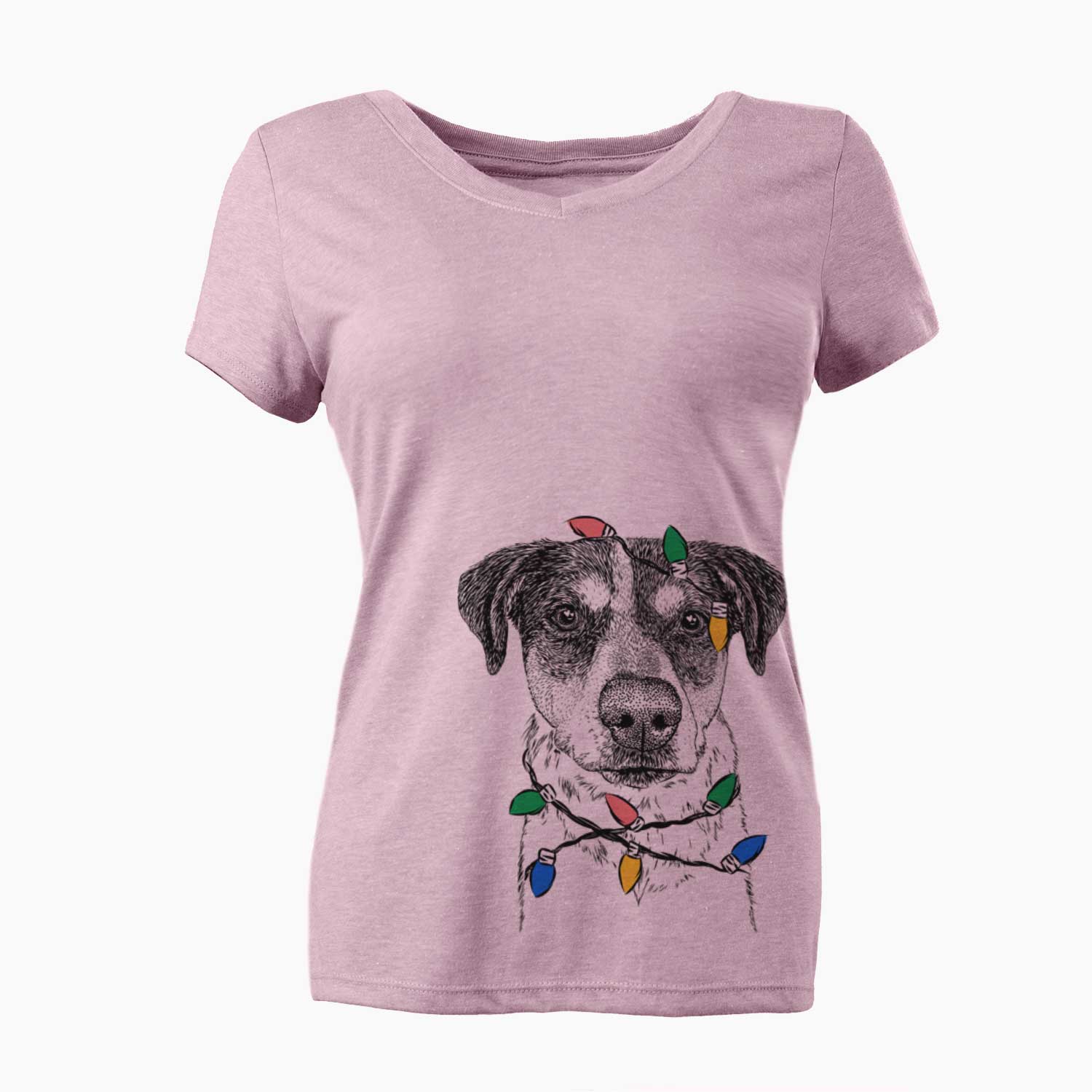 Christmas Lights Gertrude the Mixed Breed - Women's V-neck Shirt