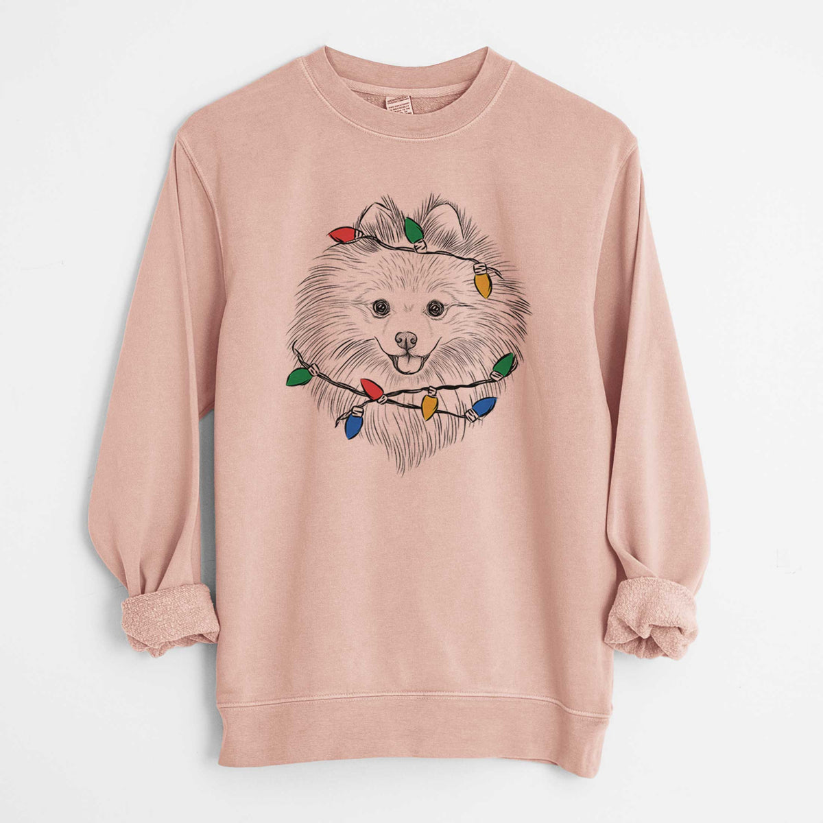 Christmas Lights GiGi the Pomeranian - Unisex Pigment Dyed Crew Sweatshirt