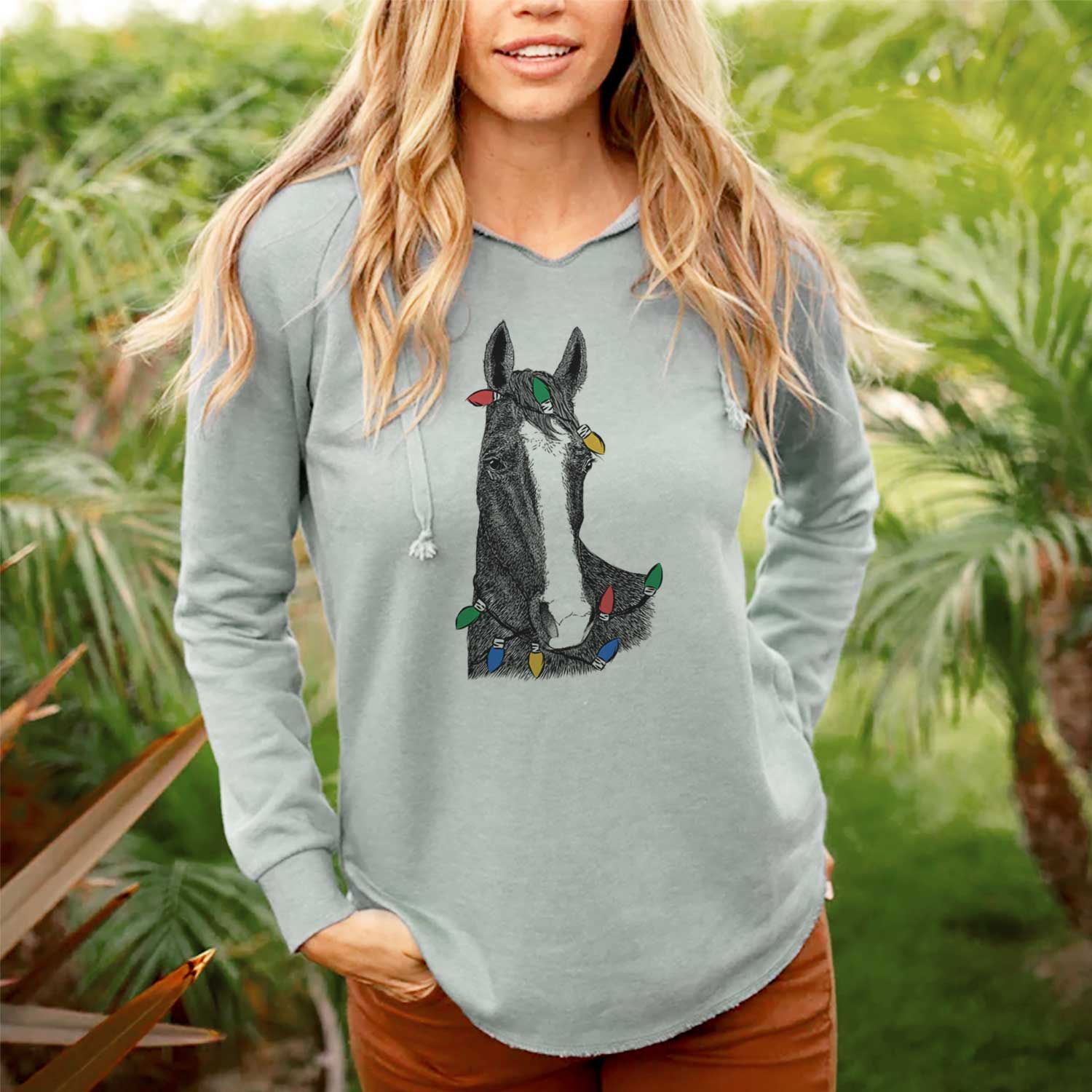 Christmas Lights Gibson the Tennessee Walking Horse - Cali Wave Hooded Sweatshirt