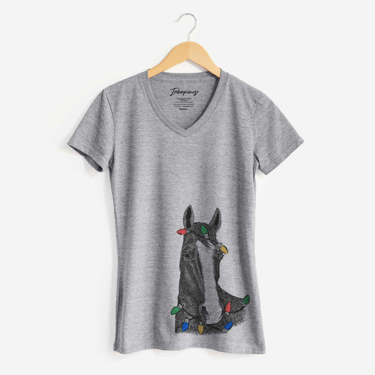Christmas Lights Gibson the Tennessee Walking Horse - Women's V-neck Shirt