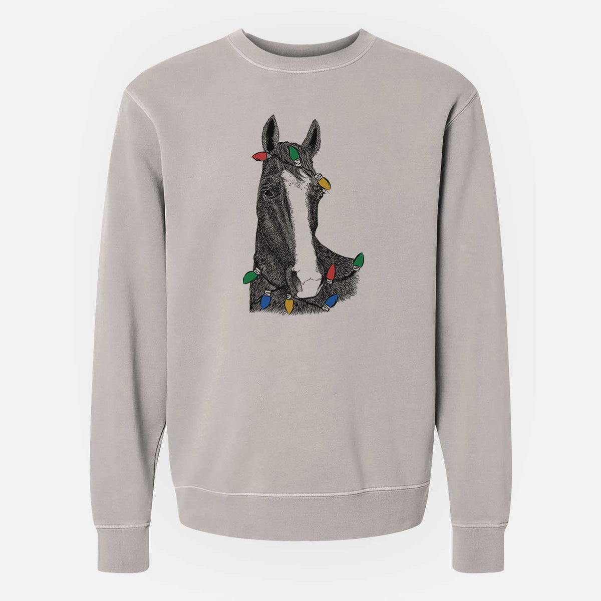 Christmas Lights Gibson the Tennessee Walking Horse - Unisex Pigment Dyed Crew Sweatshirt
