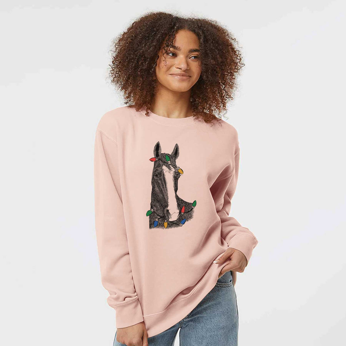 Christmas Lights Gibson the Tennessee Walking Horse - Unisex Pigment Dyed Crew Sweatshirt