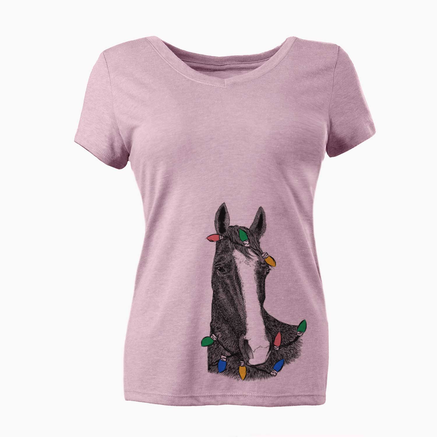 Christmas Lights Gibson the Tennessee Walking Horse - Women's V-neck Shirt