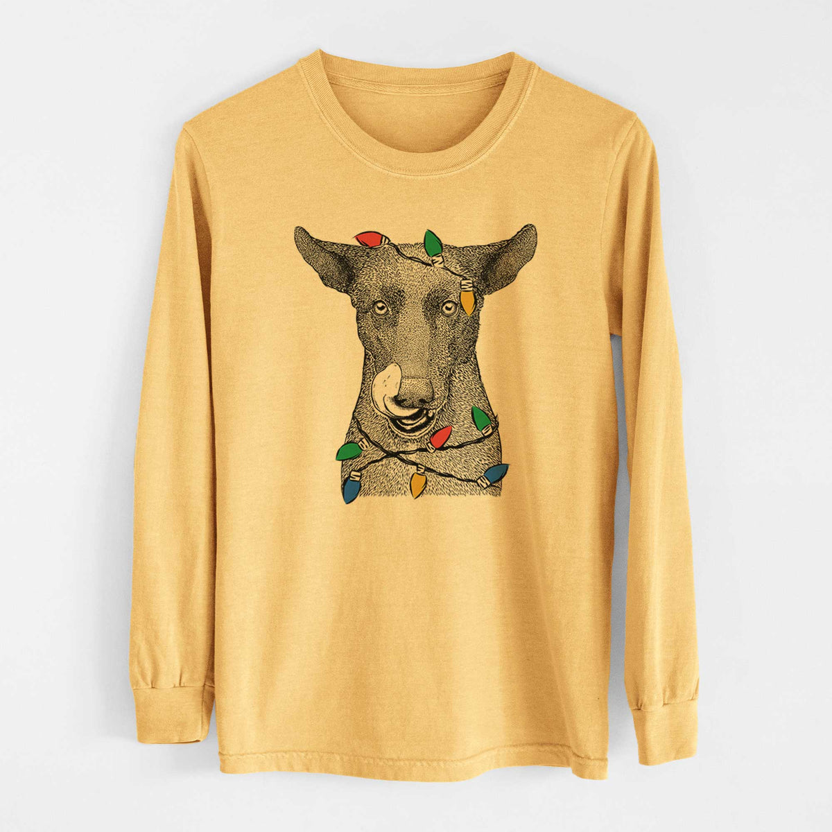 Christmas Lights Gidget the Mexican Street Dog - Heavyweight 100% Cotton Long Sleeve