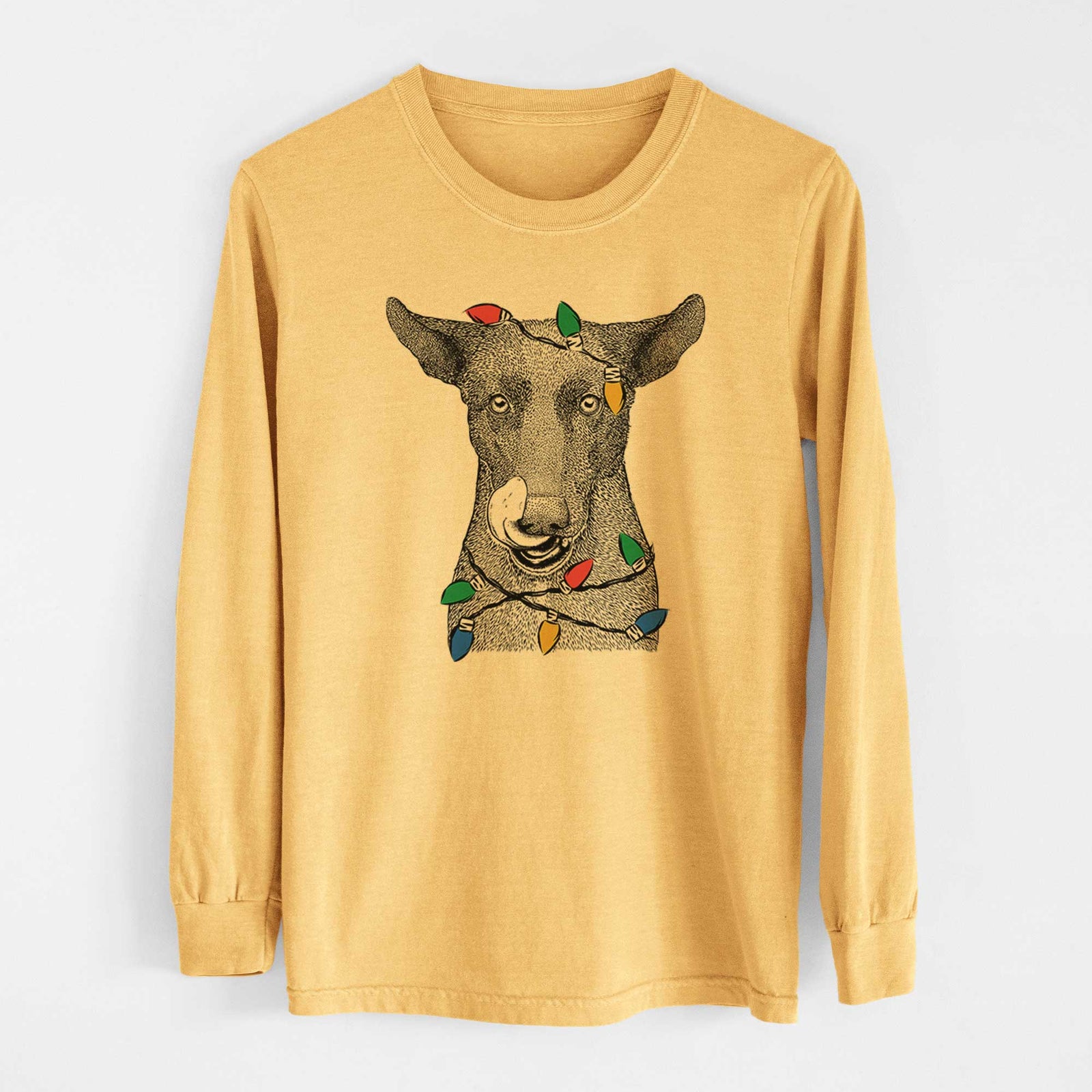 Christmas Lights Gidget the Mexican Street Dog - Heavyweight 100% Cotton Long Sleeve