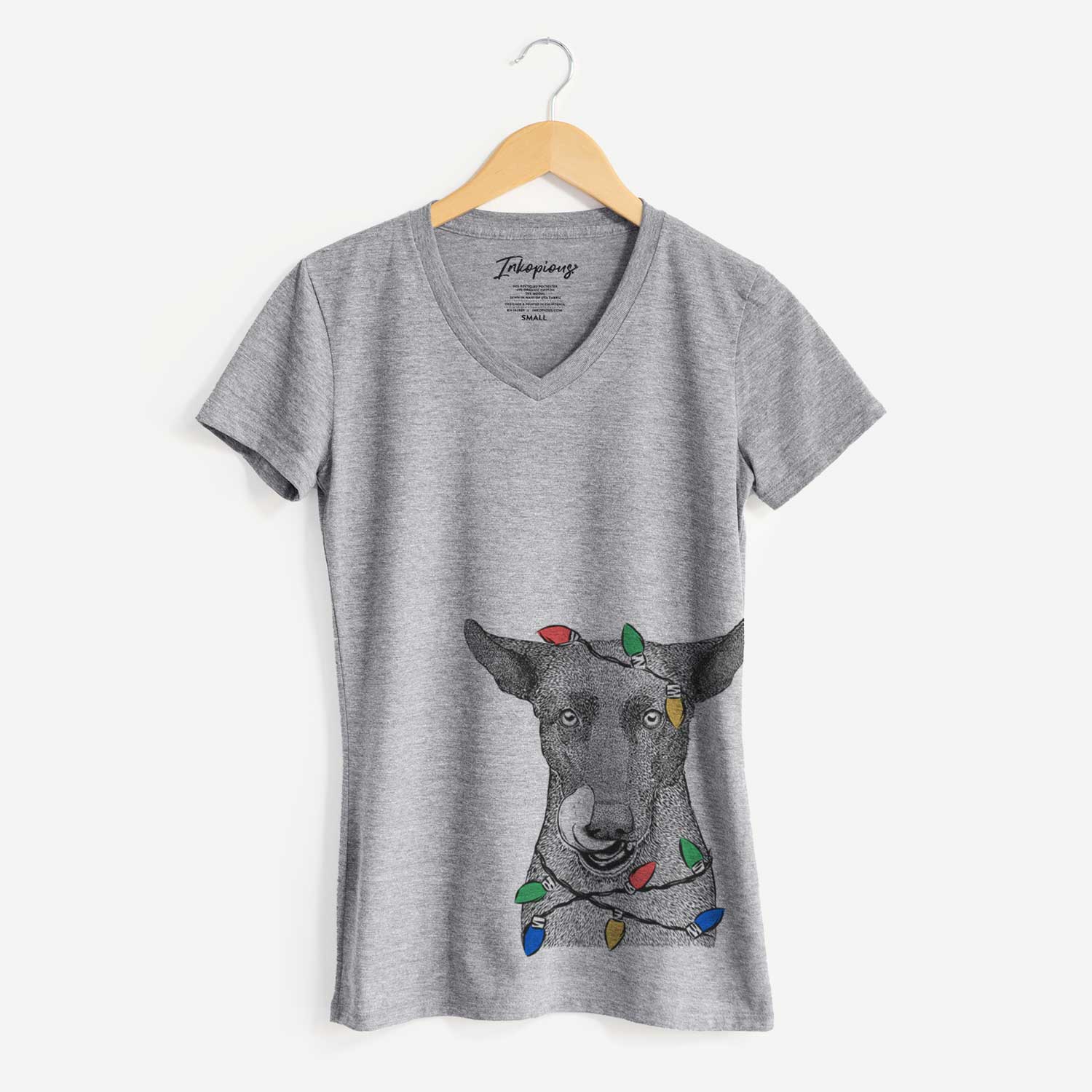 Christmas Lights Gidget the Mexican Street Dog - Women's V-neck Shirt