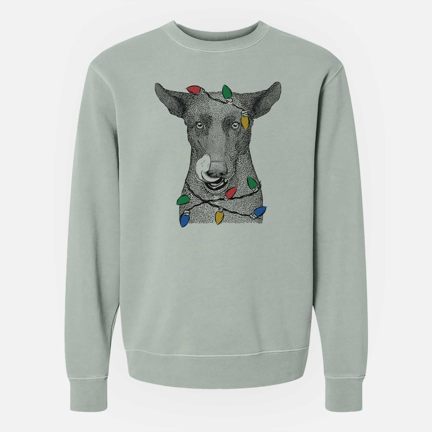 Christmas Lights Gidget the Mexican Street Dog - Unisex Pigment Dyed Crew Sweatshirt