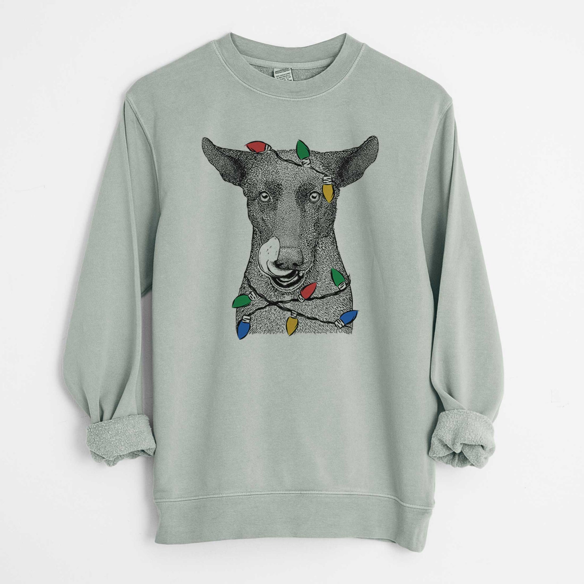 Christmas Lights Gidget the Mexican Street Dog - Unisex Pigment Dyed Crew Sweatshirt