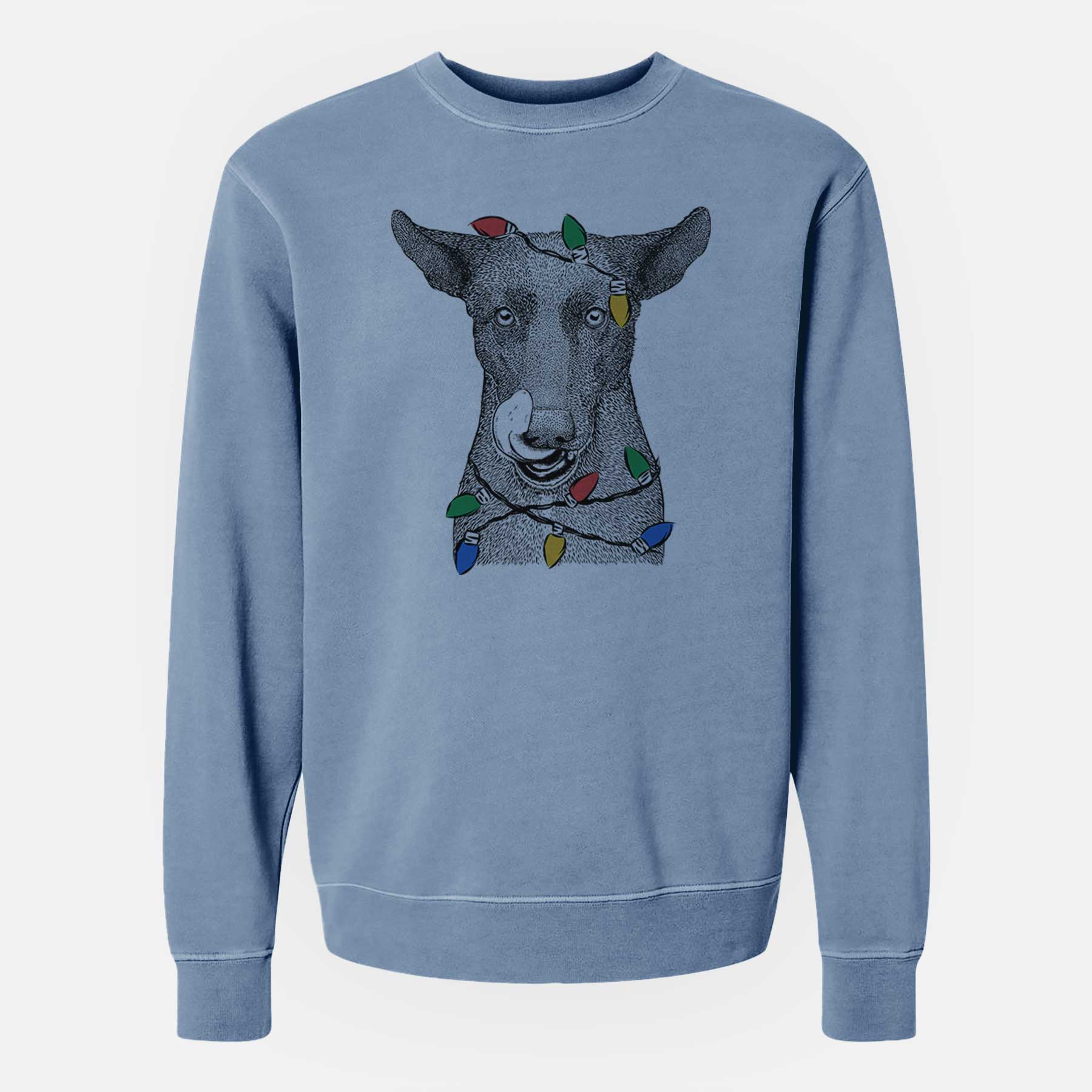 Christmas Lights Gidget the Mexican Street Dog - Unisex Pigment Dyed Crew Sweatshirt