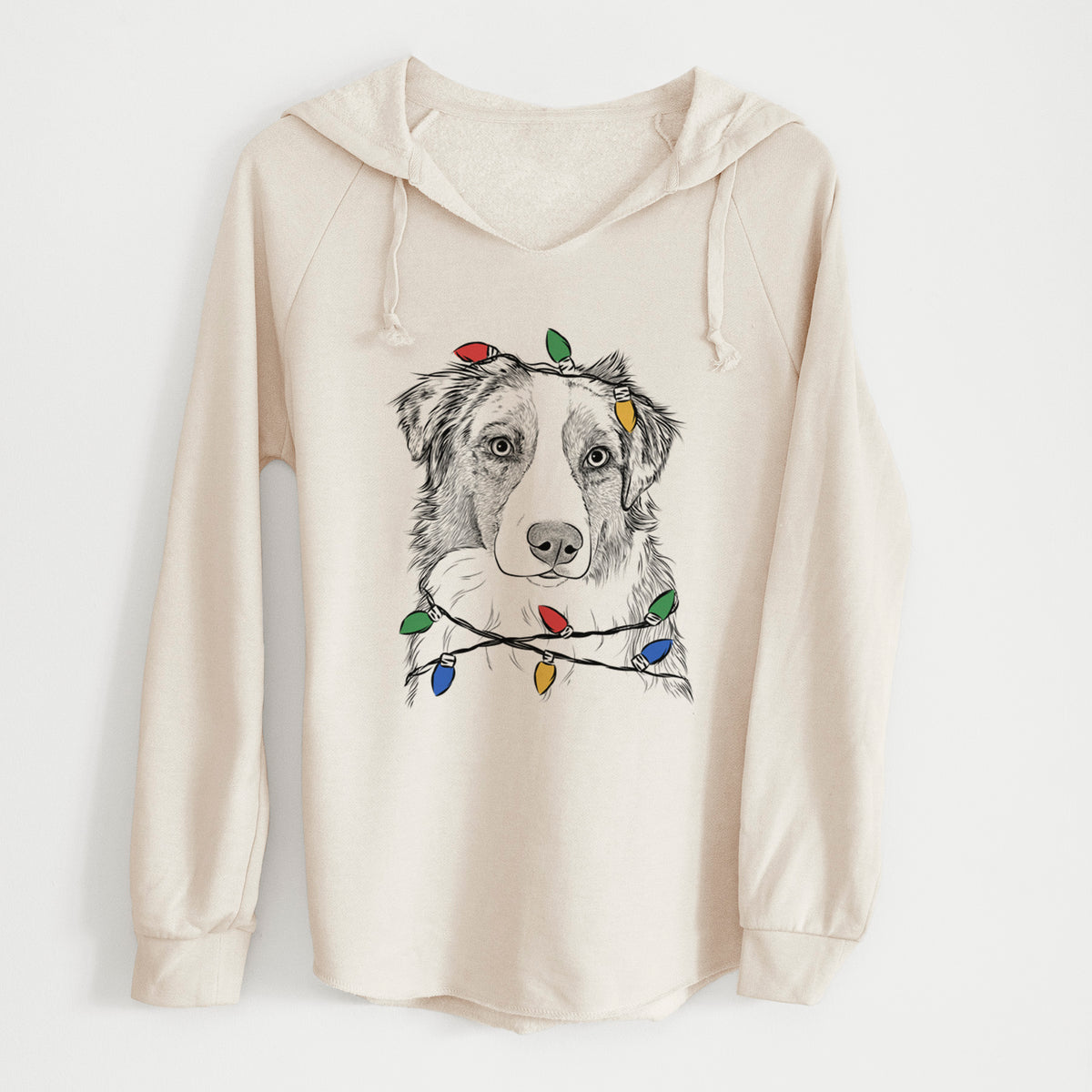 Christmas Lights Ginger the Australian Shepherd - Cali Wave Hooded Sweatshirt