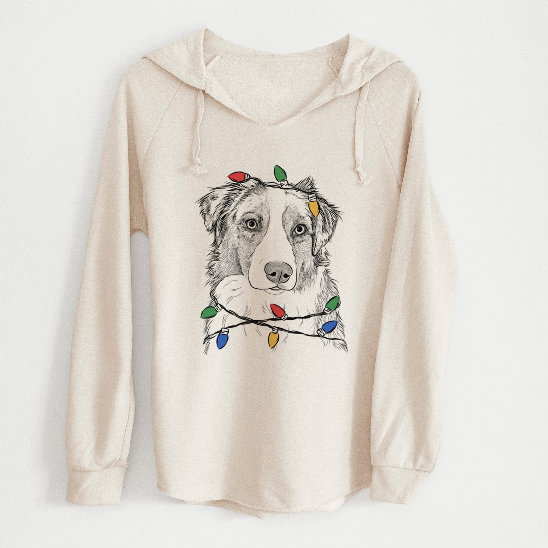 Christmas Lights Ginger the Australian Shepherd - Cali Wave Hooded Sweatshirt