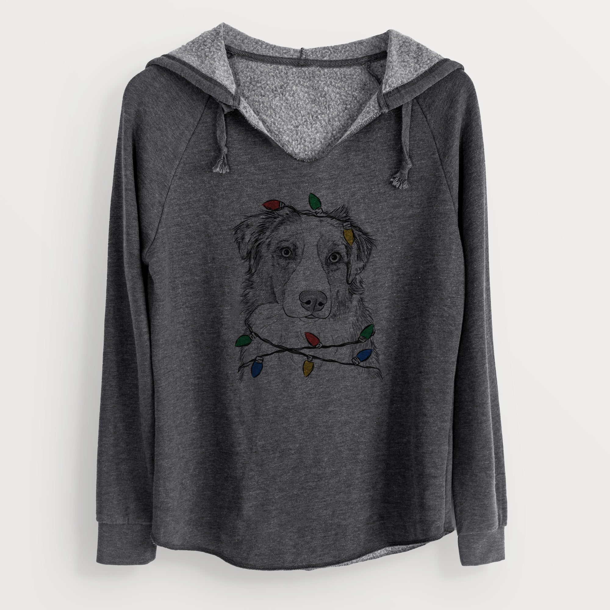 Christmas Lights Ginger the Australian Shepherd - Cali Wave Hooded Sweatshirt