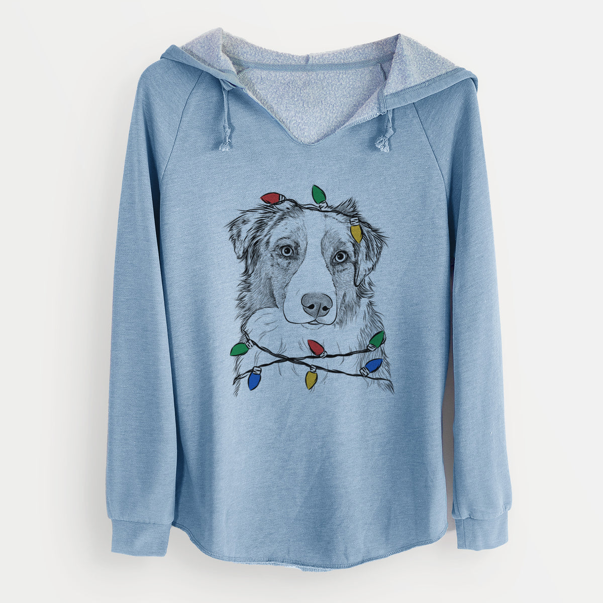 Christmas Lights Ginger the Australian Shepherd - Cali Wave Hooded Sweatshirt