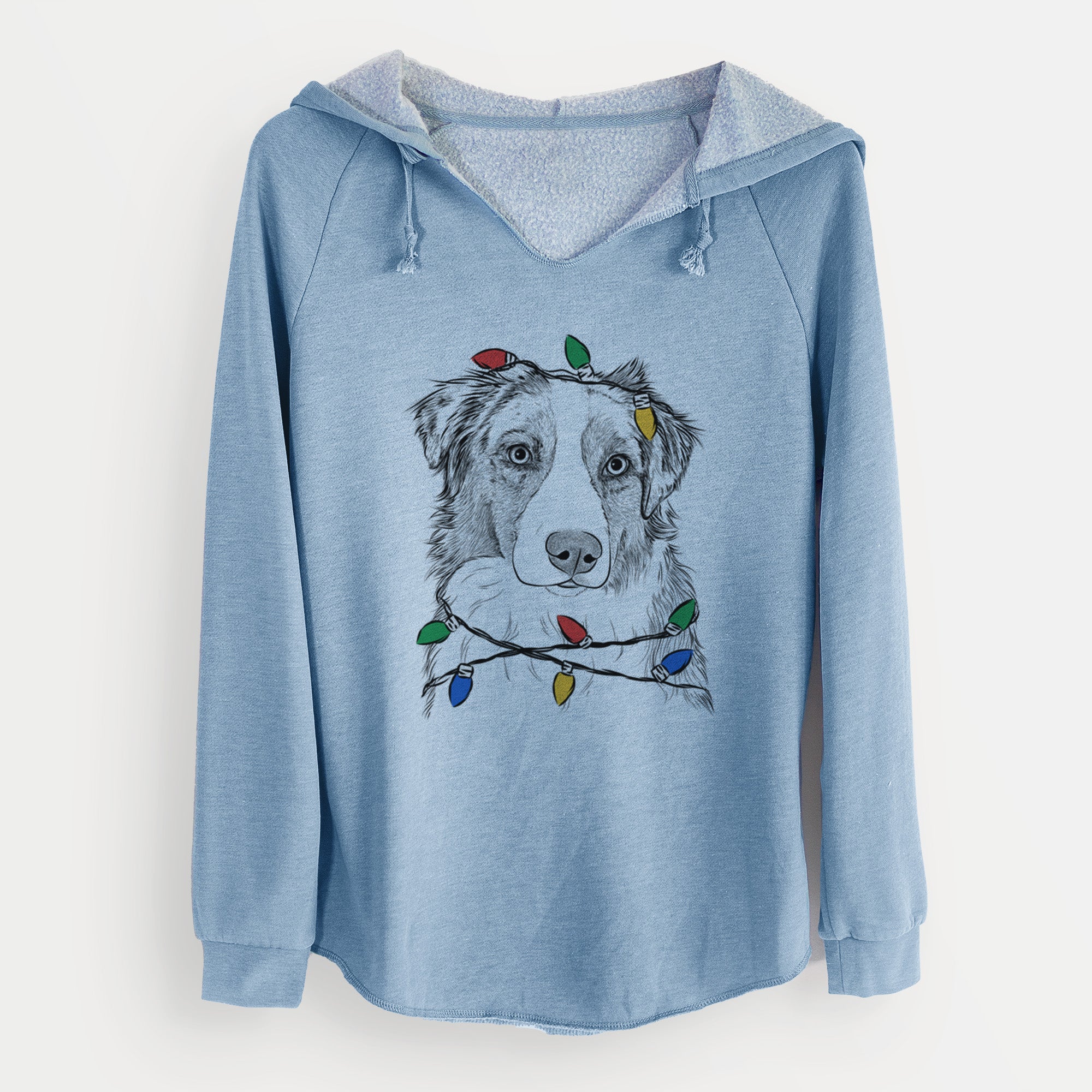 Christmas Lights Ginger the Australian Shepherd - Cali Wave Hooded Sweatshirt