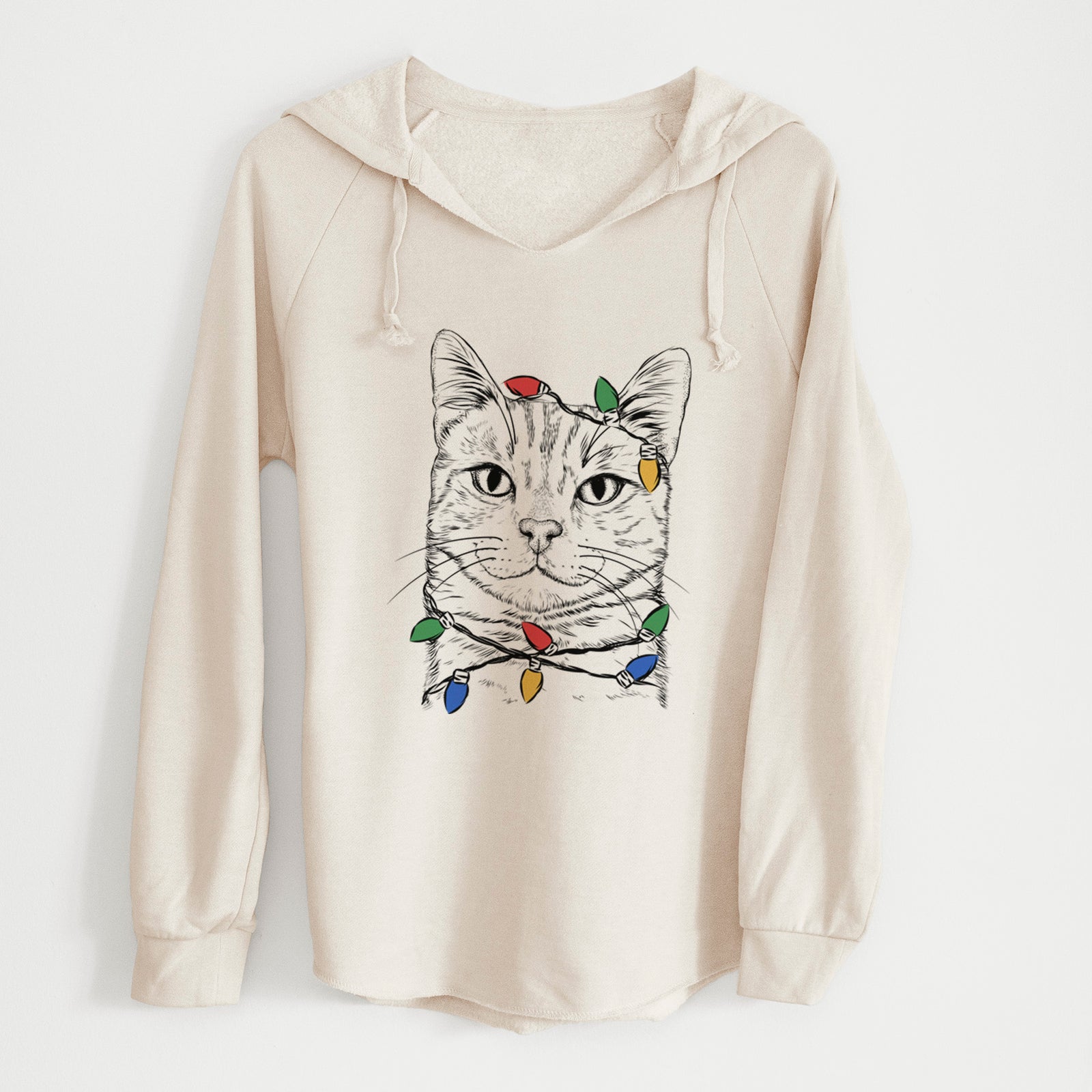 Christmas Lights Ginger Tom the Tabby Cat - Cali Wave Hooded Sweatshirt