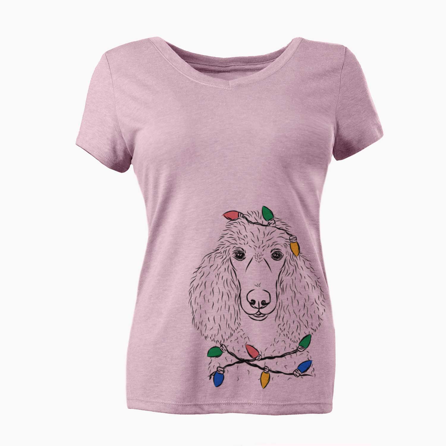 Christmas Lights Giovanni the Poodle - Women's V-neck Shirt