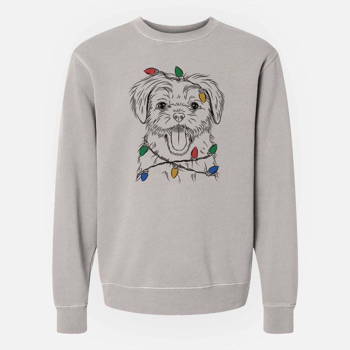 Christmas Lights Gizmo the Maltese - Unisex Pigment Dyed Crew Sweatshirt