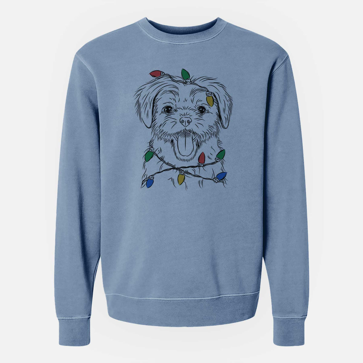 Christmas Lights Gizmo the Maltese - Unisex Pigment Dyed Crew Sweatshirt