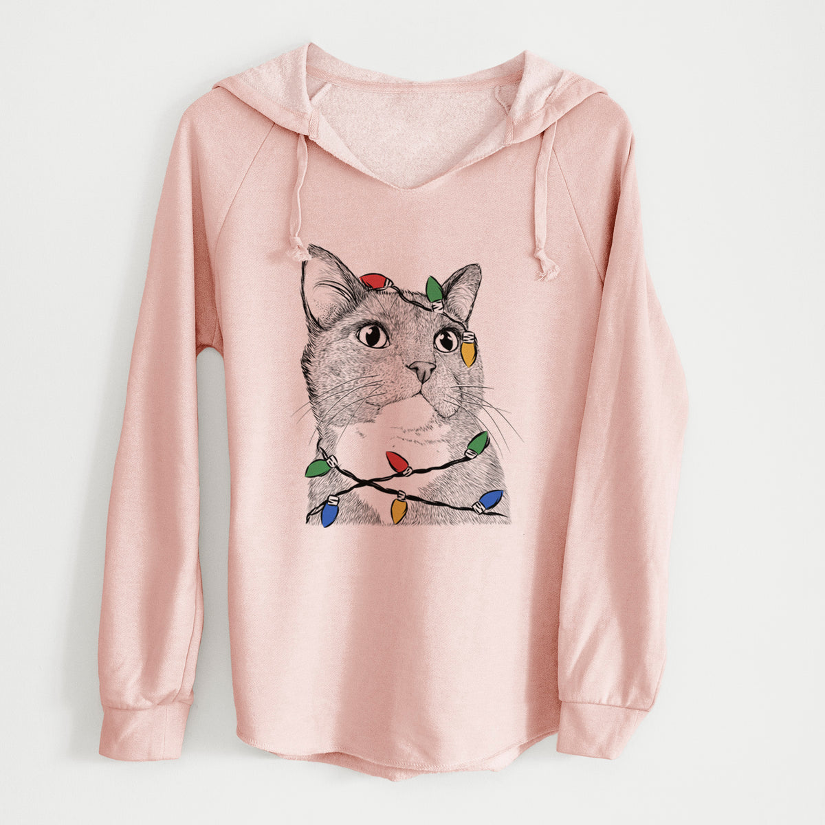 Christmas Lights Gizmo the Grey Cat - Cali Wave Hooded Sweatshirt